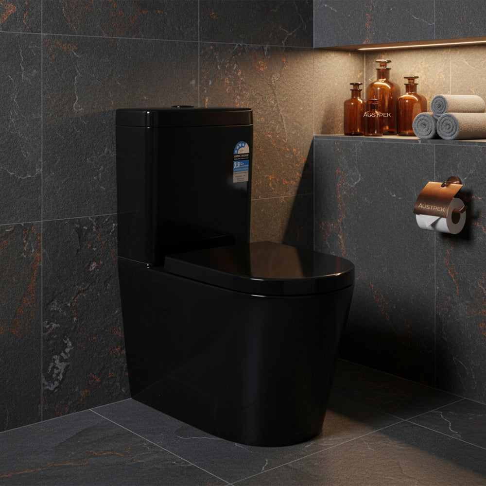 POSEIDON KASEY BACK TO WALL TOILET SUITE GLOSS BLACK
