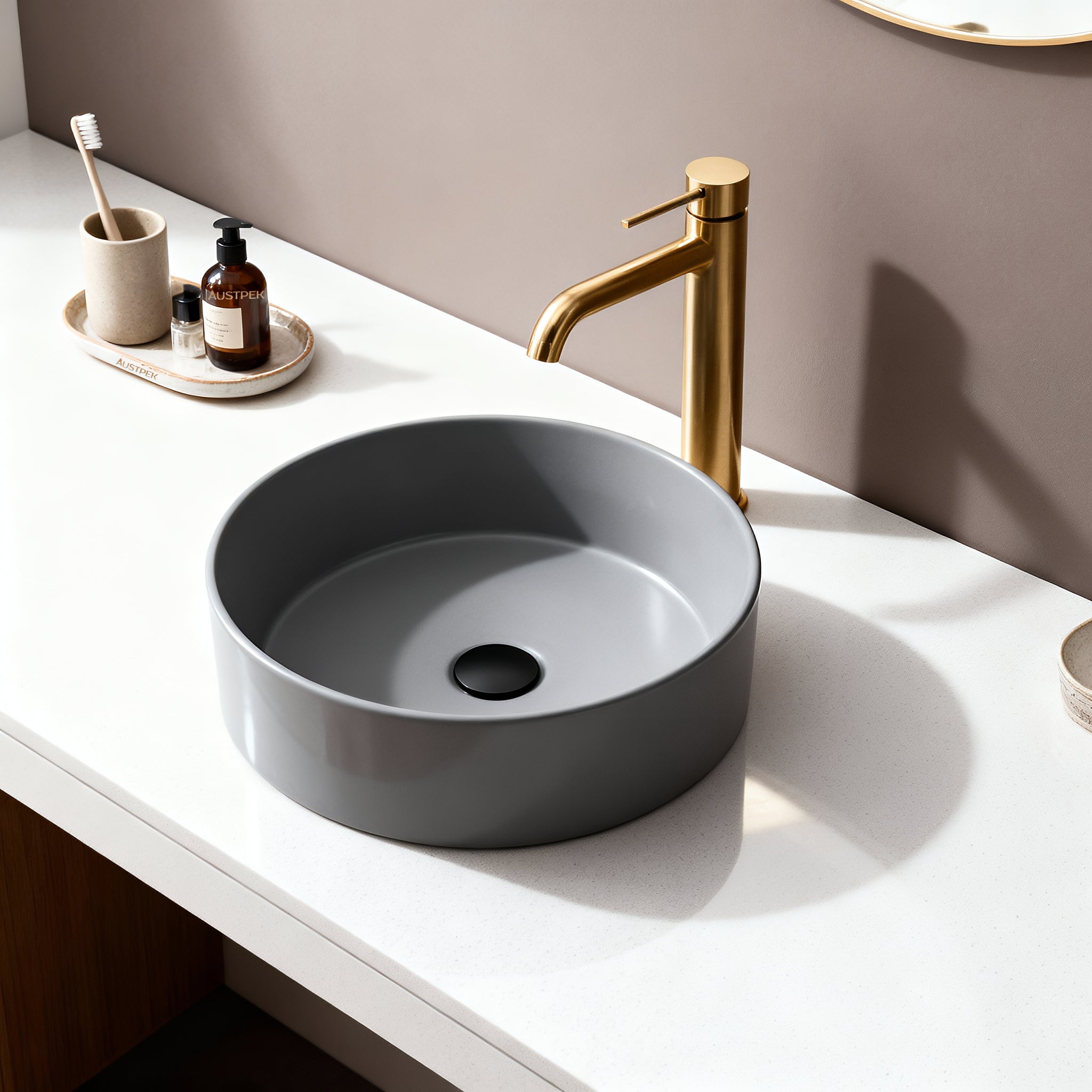 POSEIDON QUARTZ ART BASIN MATTE GREY 410MM