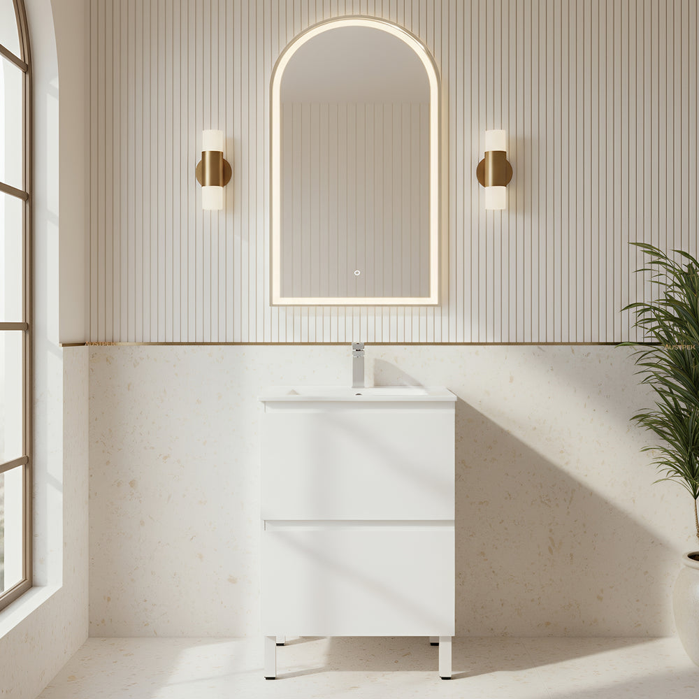 POSEIDON RIVA GLOSS WHITE 600MM SINGLE BOWL FLOOR STANDING VANITY