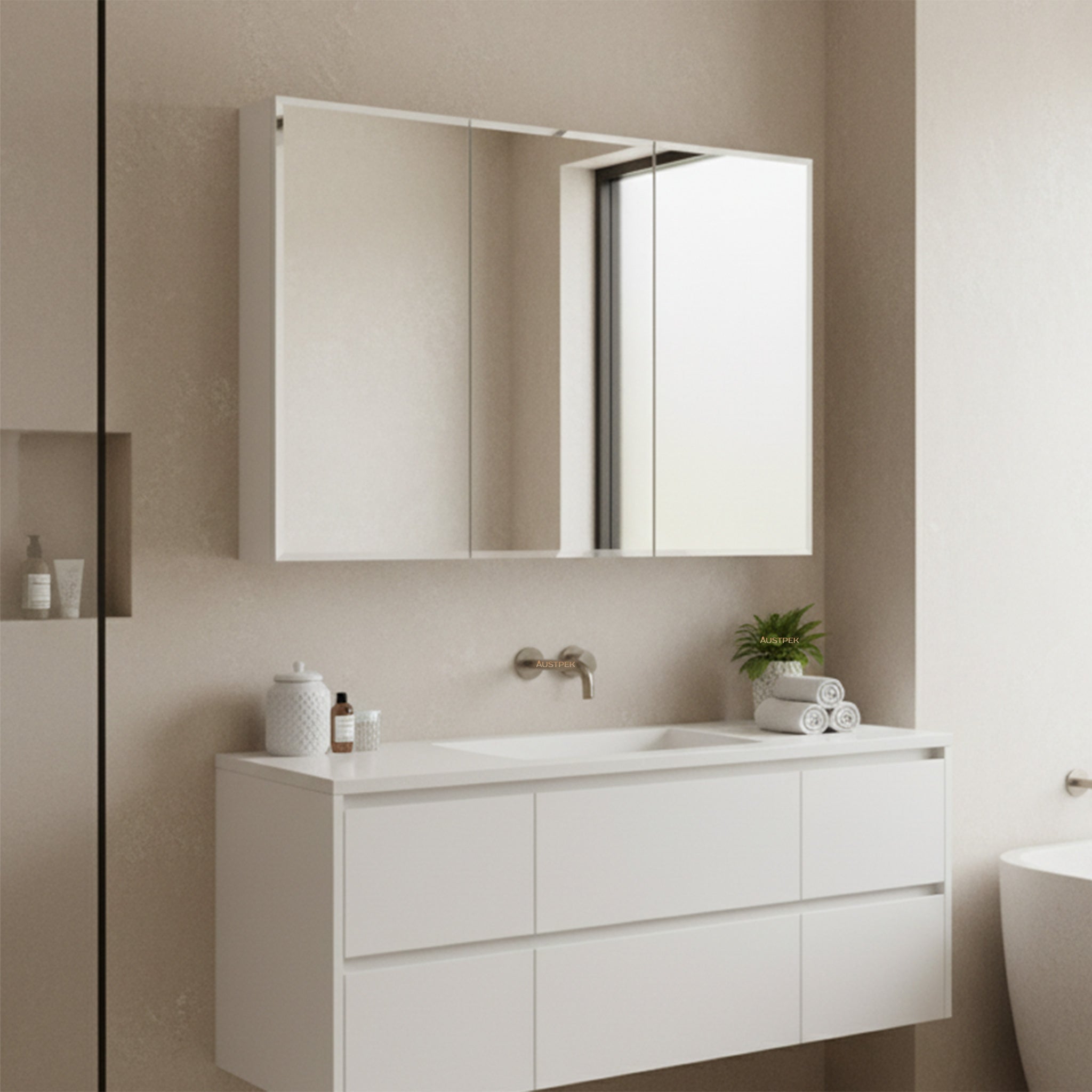 POSEIDON WHITE MIRROR CABINET 1200X720MM