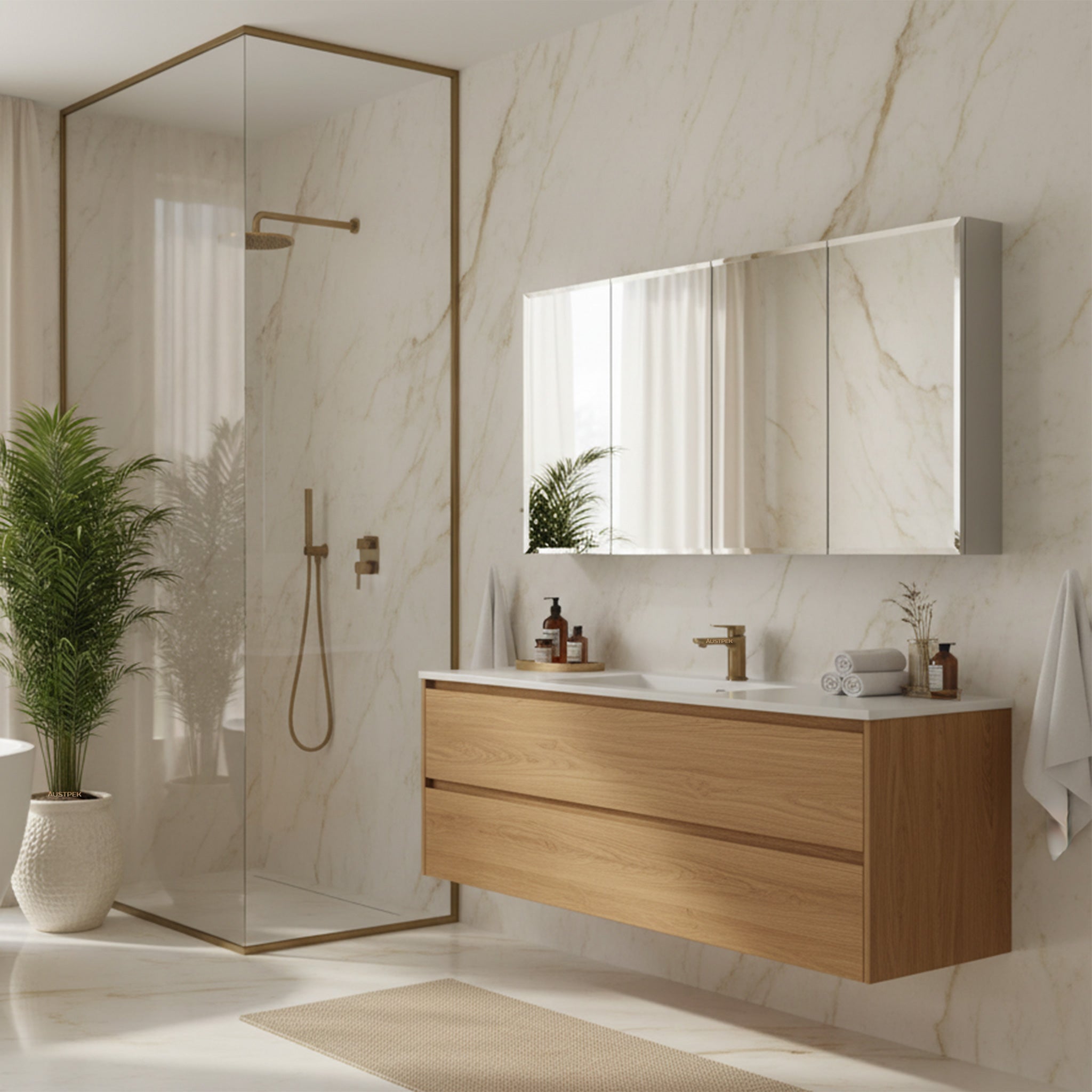 POSEIDON WHITE MIRROR CABINET 1500X720MM