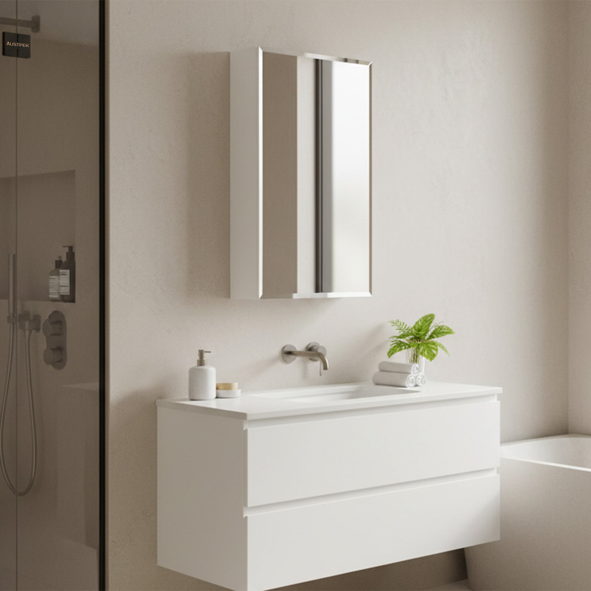 POSEIDON WHITE MIRROR CABINET 450X720MM