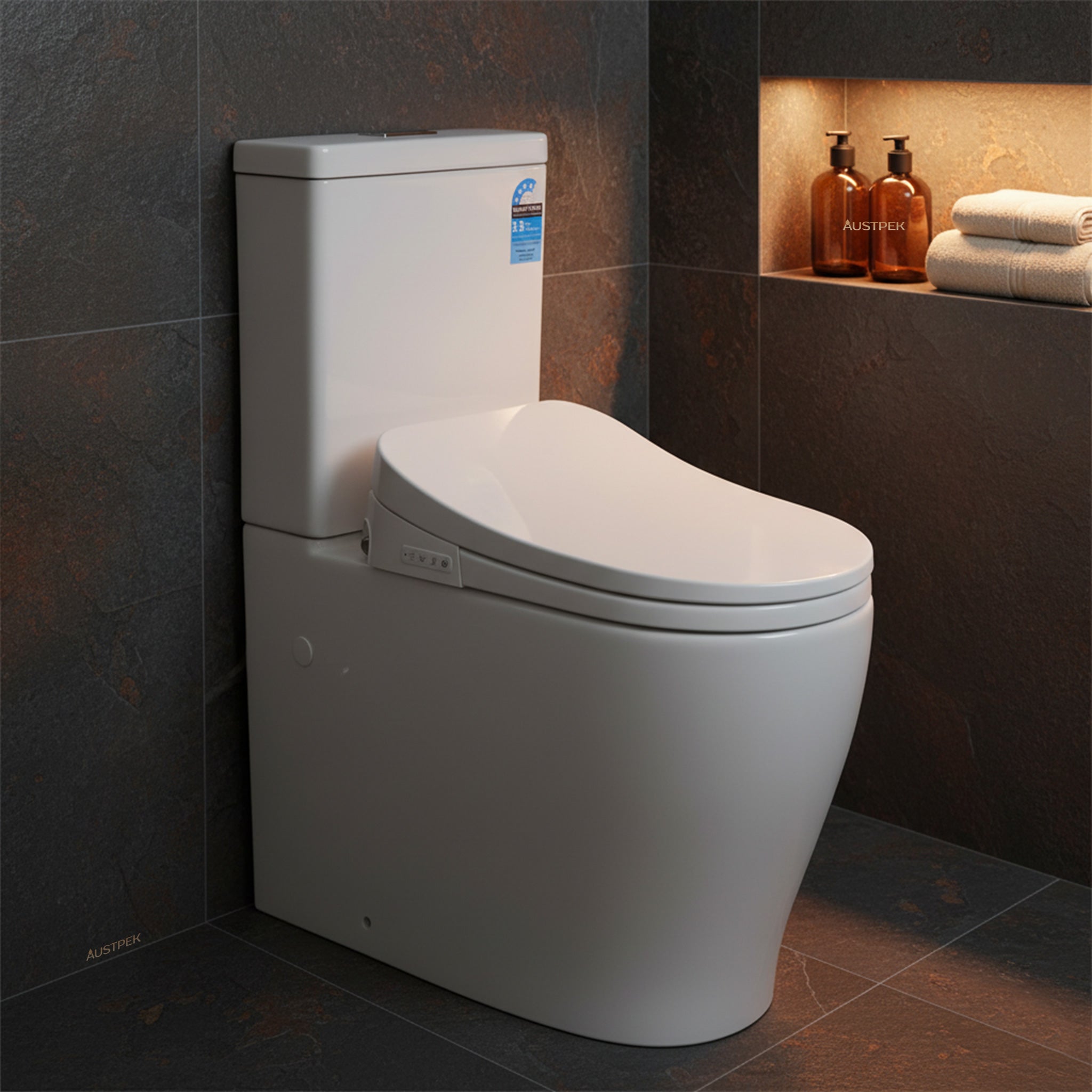 POSEIDON ZEUS RIMLESS BACK TO WALL SMART TOILET WITH REMOTE CONTROL GLOSS WHITE