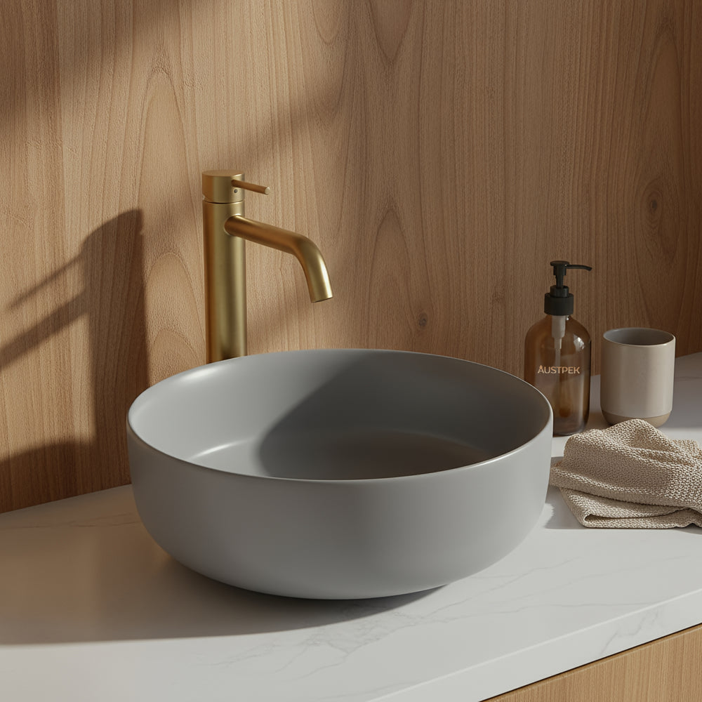 POSEIDON CONCRETE FINE CERAMIC BASIN GREY 355MM