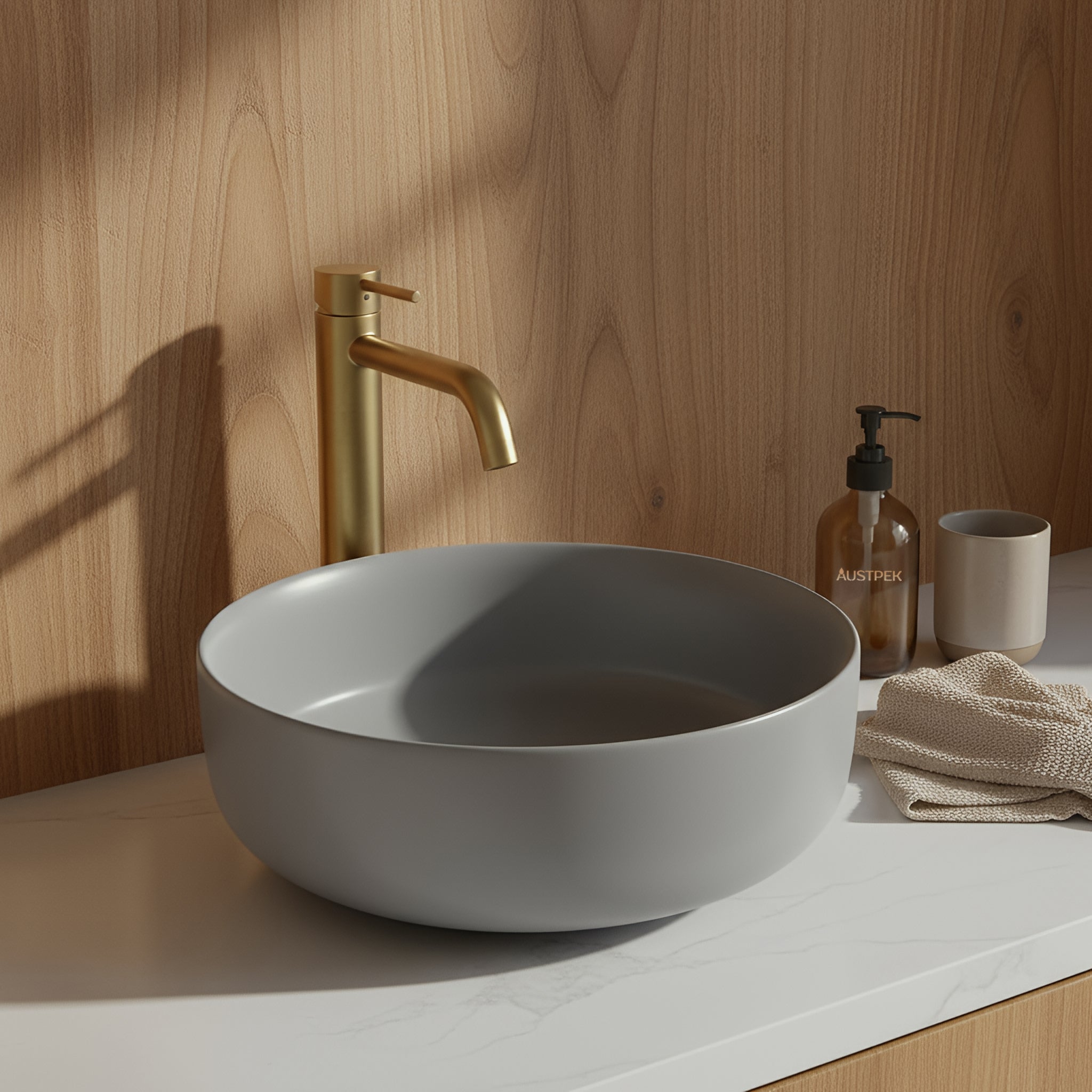 POSEIDON CONCRETE FINE CERAMIC BASIN GREY 355MM