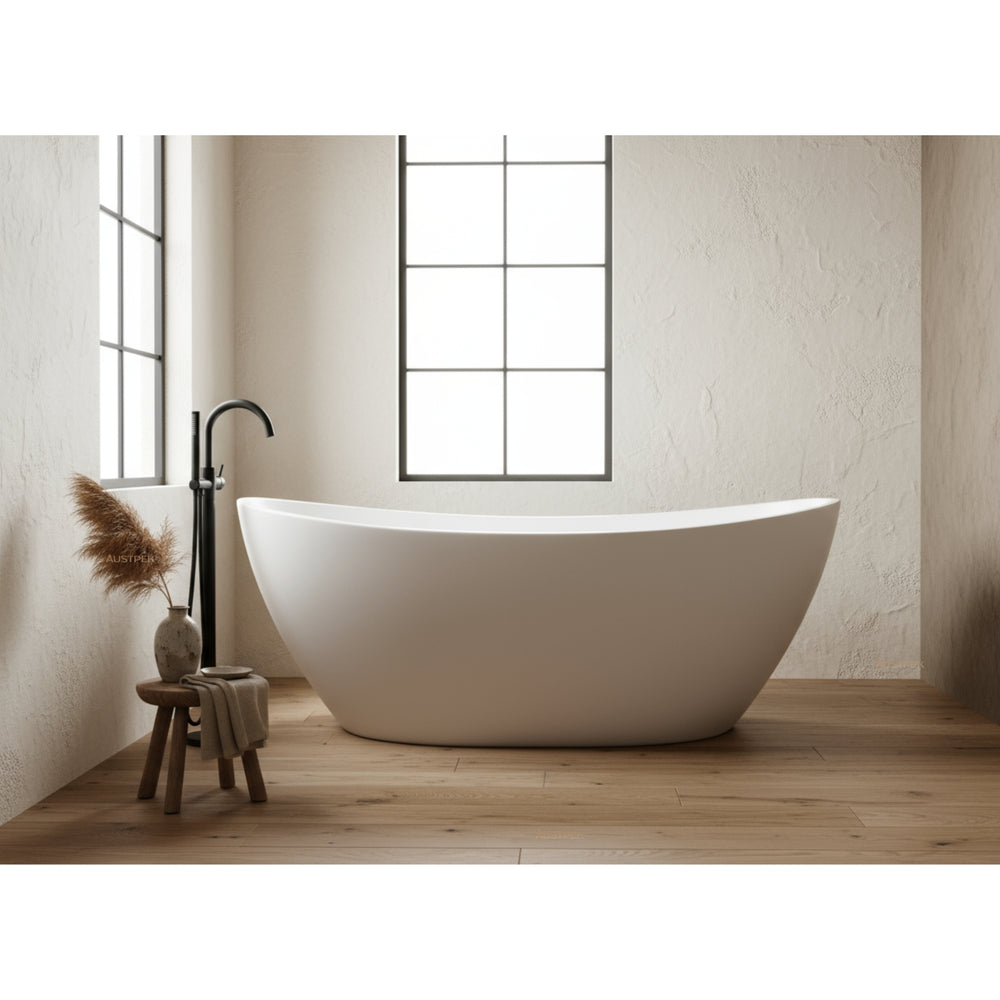 POSEIDON EVIE FREESTANDING NON OVERFLOW BATHTUB 1660MM MATTE WHITE
