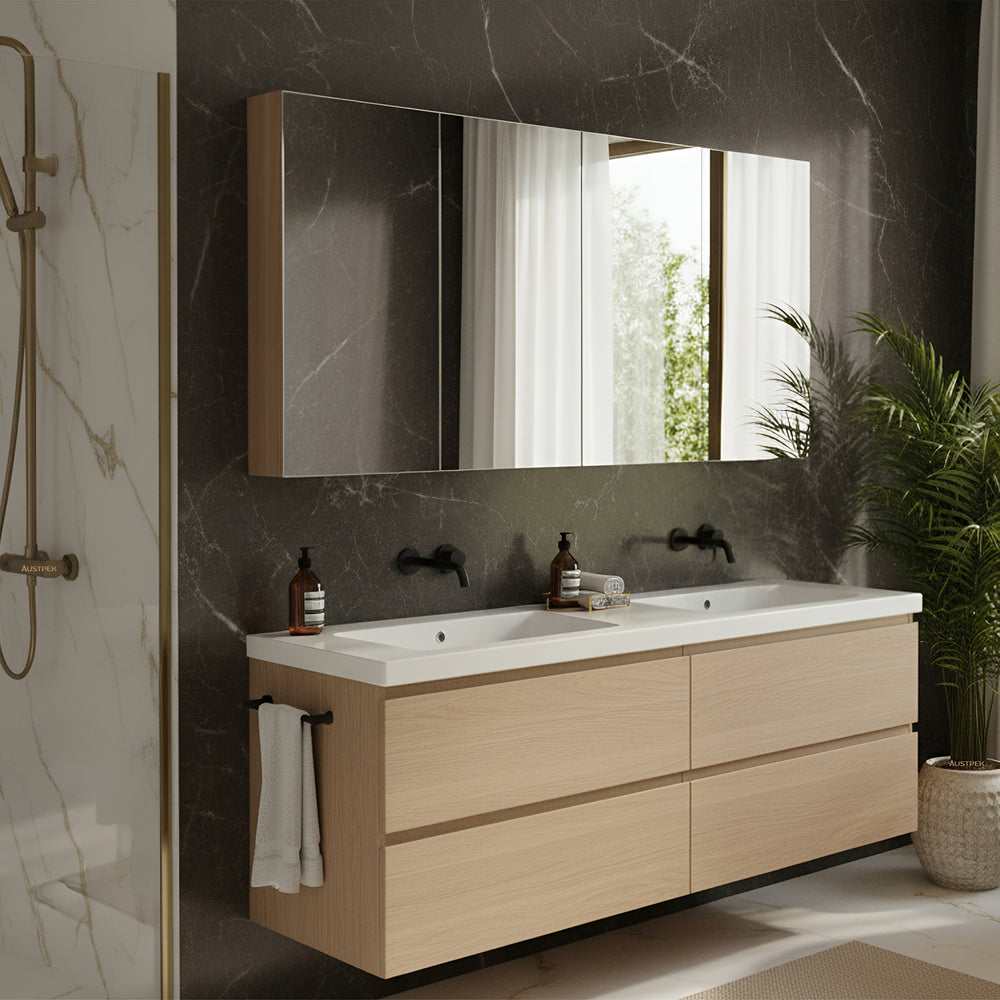 POSEIDON EVIE OAK MIRROR SHAVING CABINET 1500X750MM