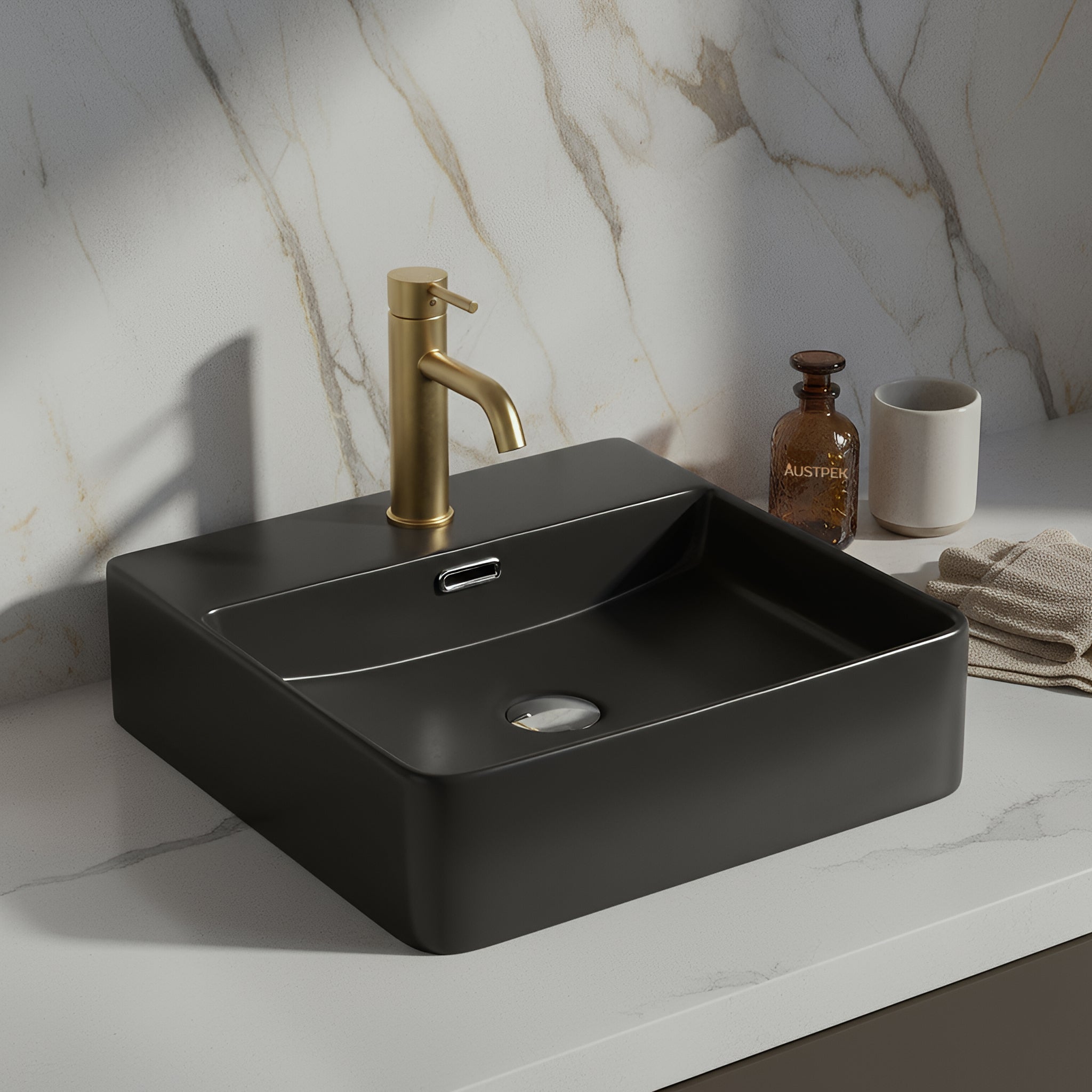POSEIDON FINE CERAMIC BASIN MATTE BLACK 420MM