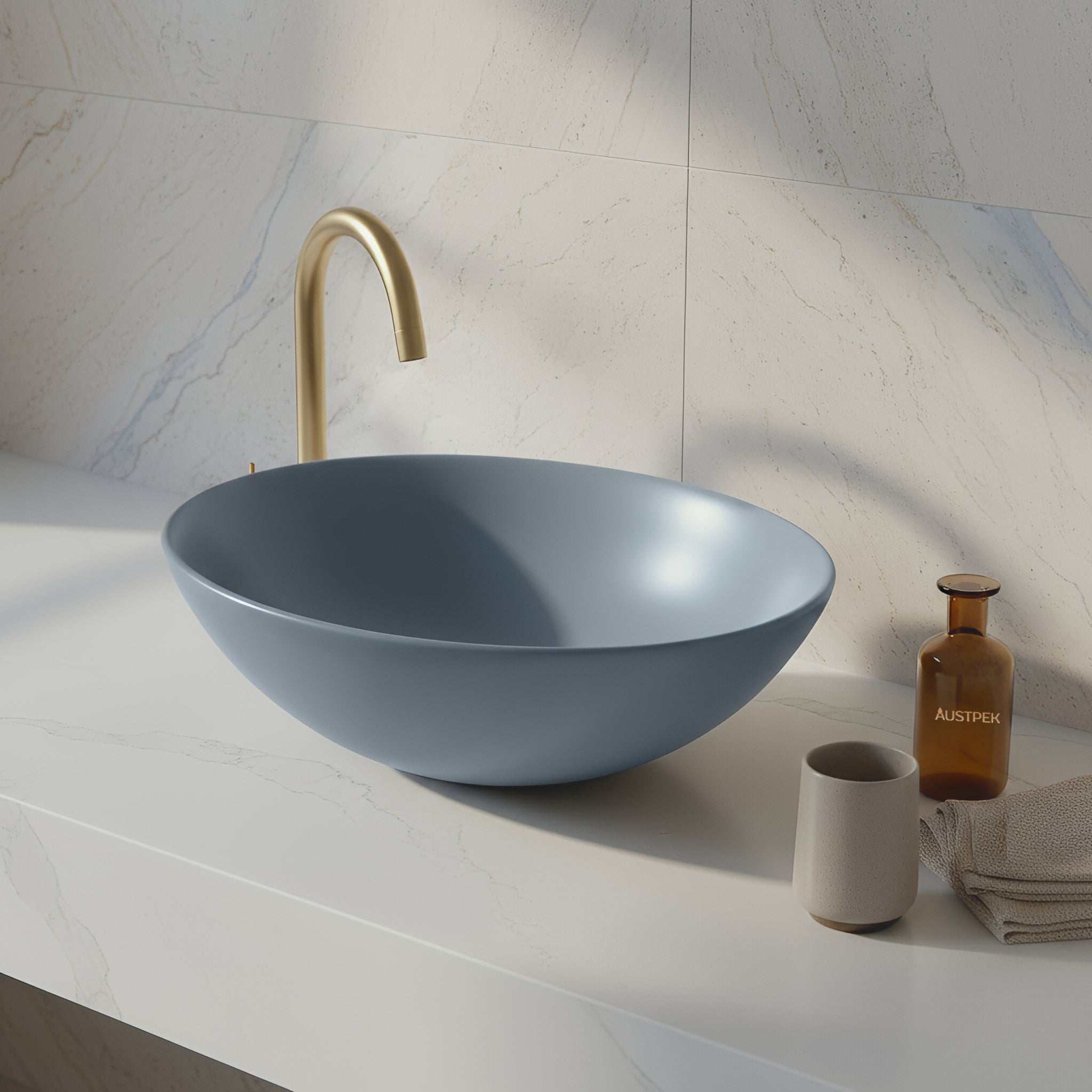 POSEIDON FINE CERAMIC BASIN MATTE GREY 405MM