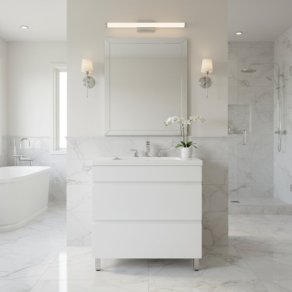 POSEIDON MATTE WHITE 750MM SINGLE BOWL FLOOR STANDING VANITY