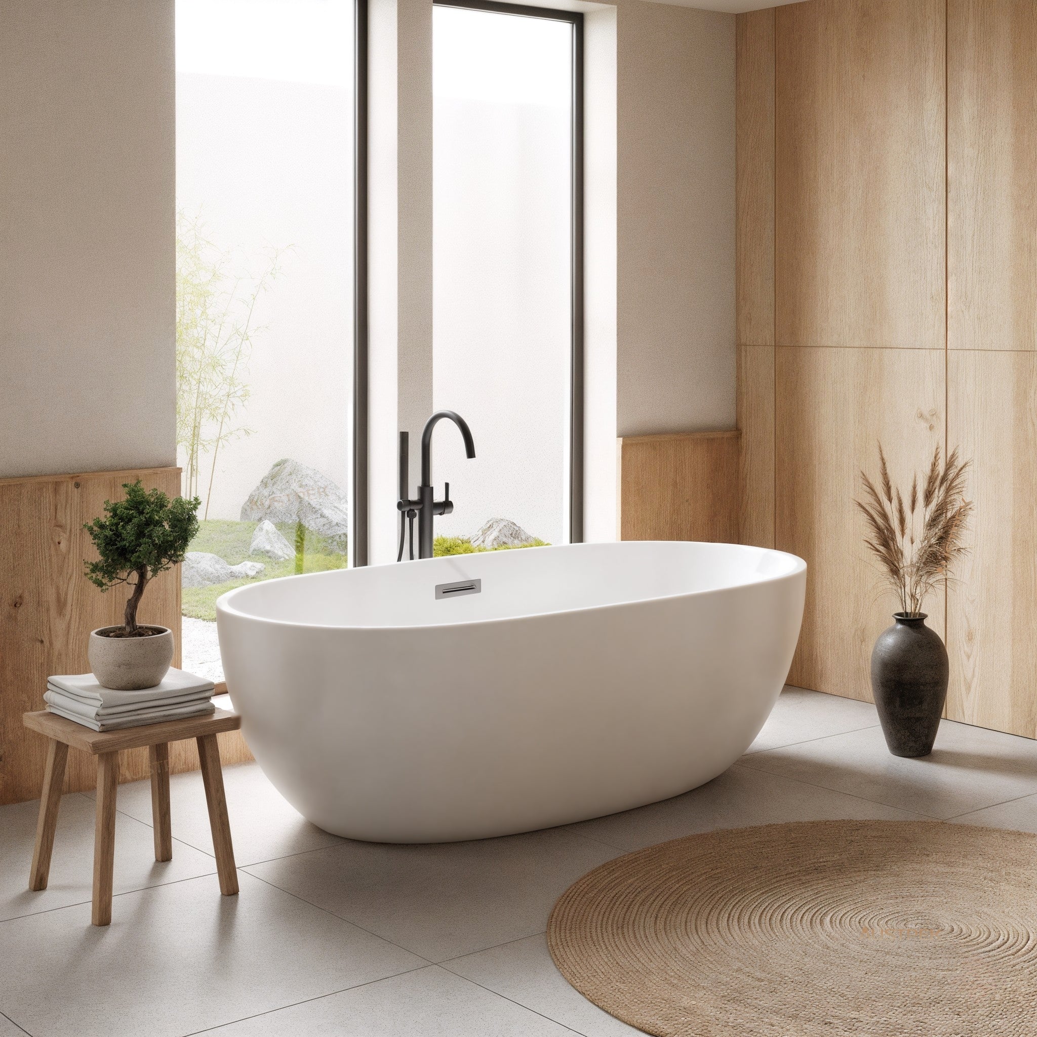 POSEIDON OLIVIA FREE STANDING BATH OVERFLOW GLOSS WHITE (AVAILABLE IN 1400MM, 1530MM AND 1700MM)