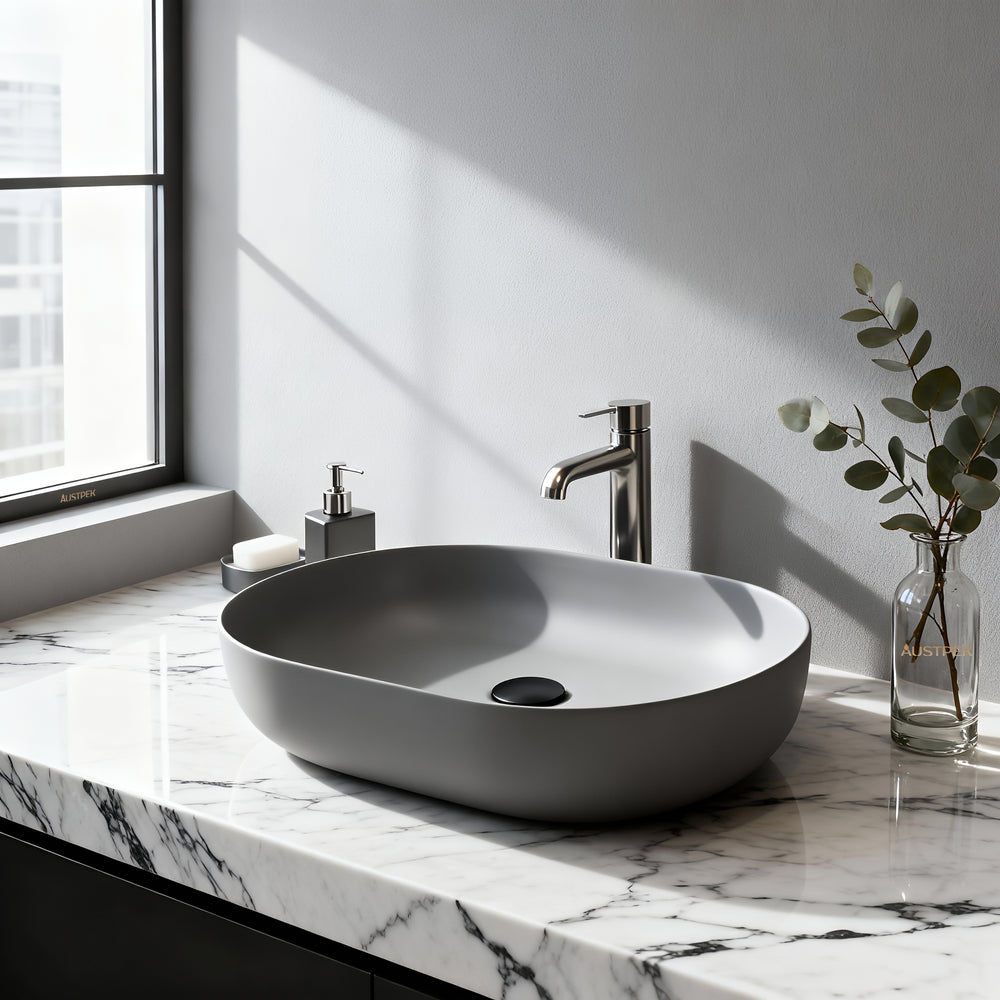 POSEIDON QUARTZ ART BASIN MATTE GREY 508MM