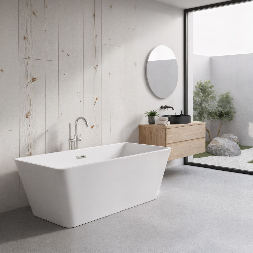POSEIDON QUBIST FREE STANDING BATH GLOSS WHITE 1200MM