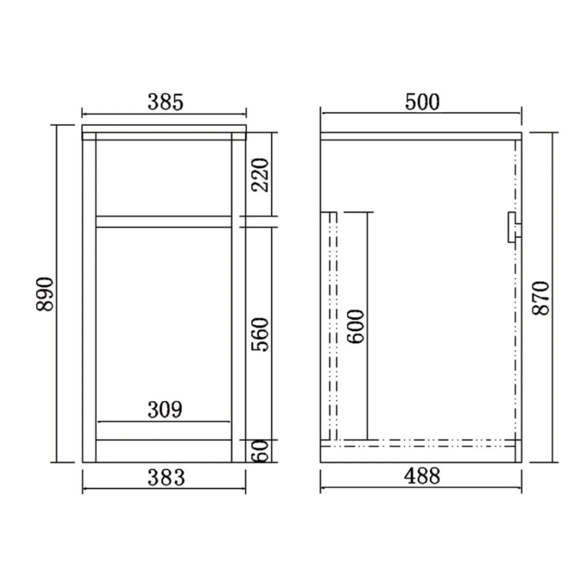 POSEIDON LAUNDRY CABINET AND TUB 390MM WHITE
