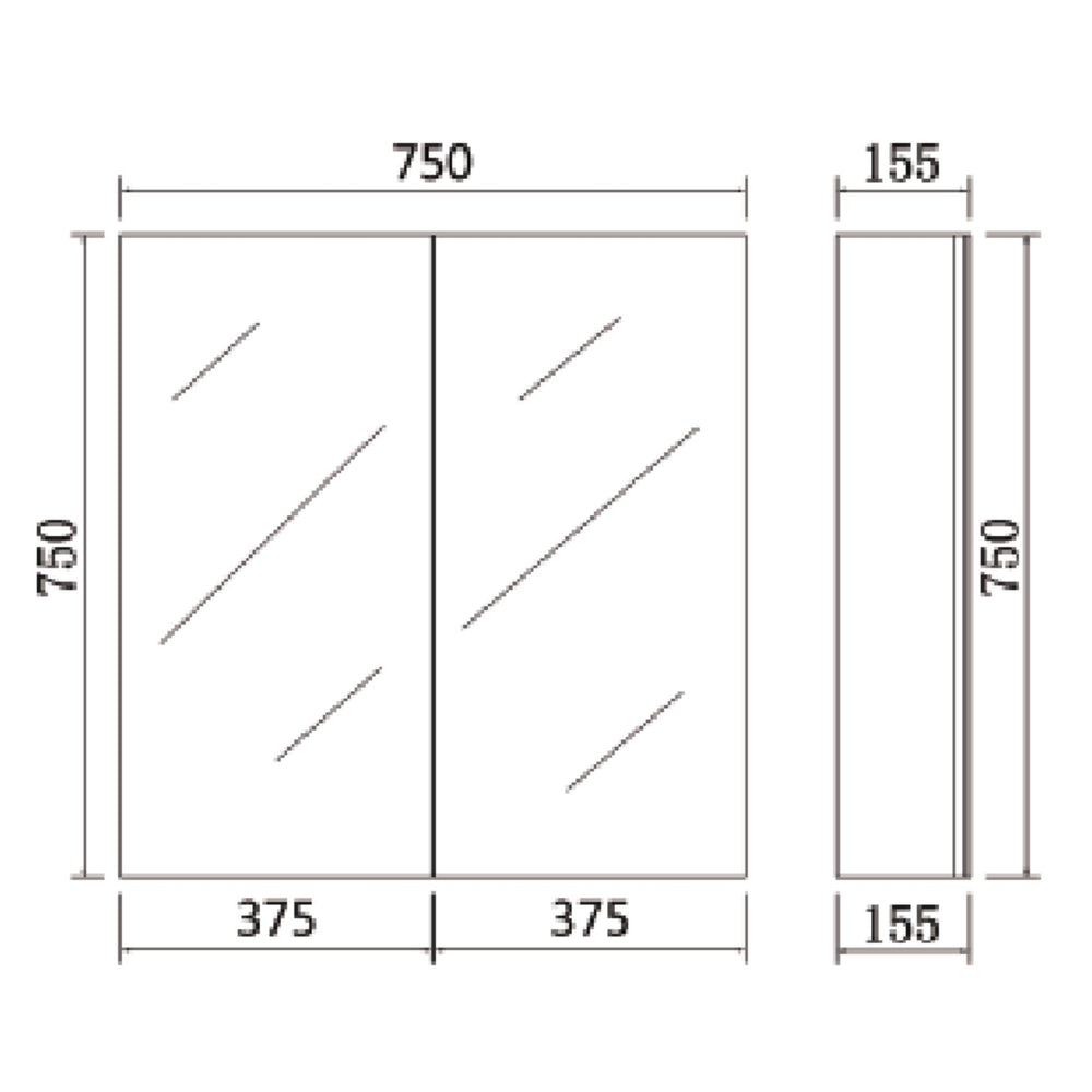 POSEIDON POLAR GLOSS WHITE MIRROR CABINET 750X750MM
