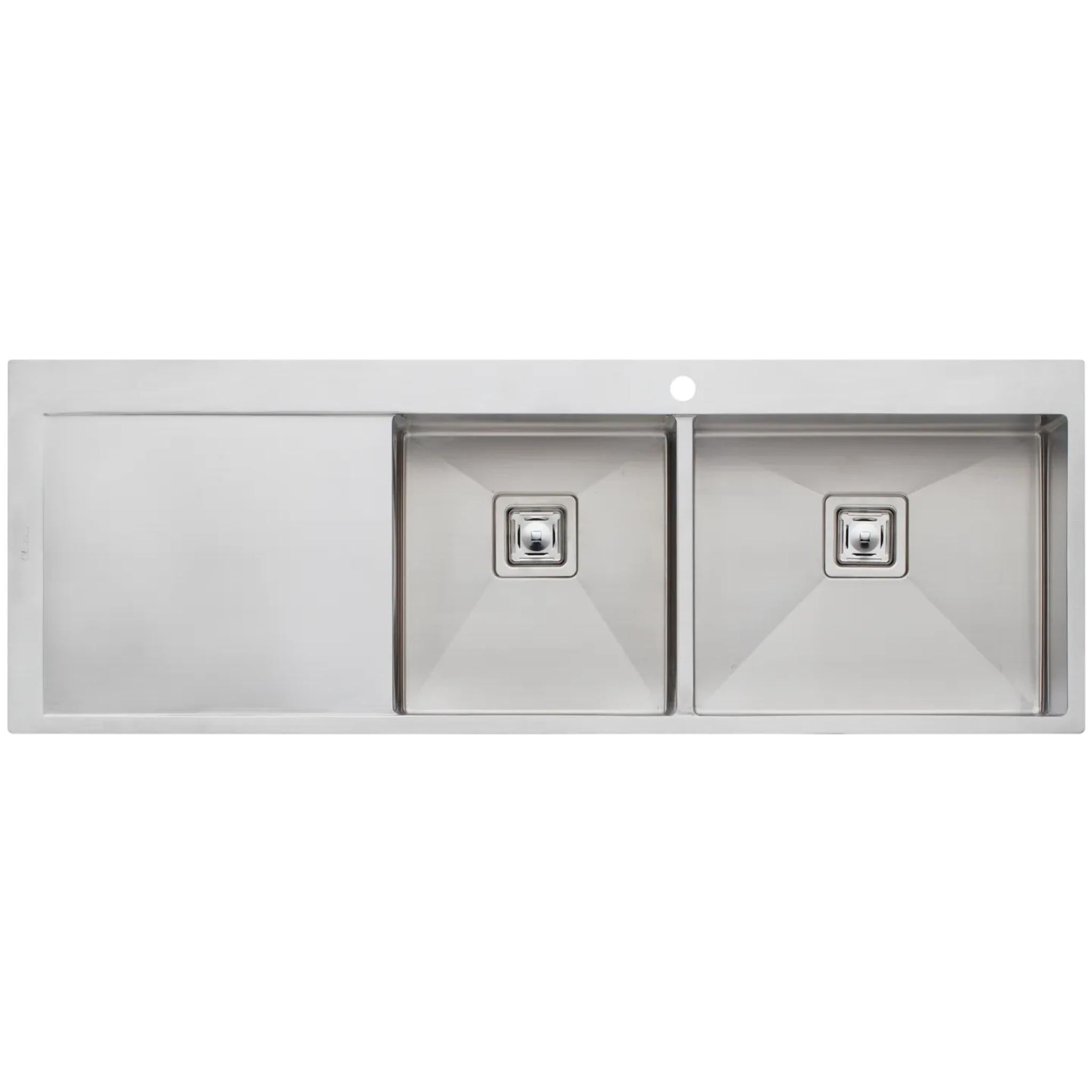 OLIVERI PROFESSIONAL 1 & 3/4 BOWL TOPMOUNT KITCHEN SINK WITH TAPHOLE & DRAINER STAINLESS STEEL 1450MM