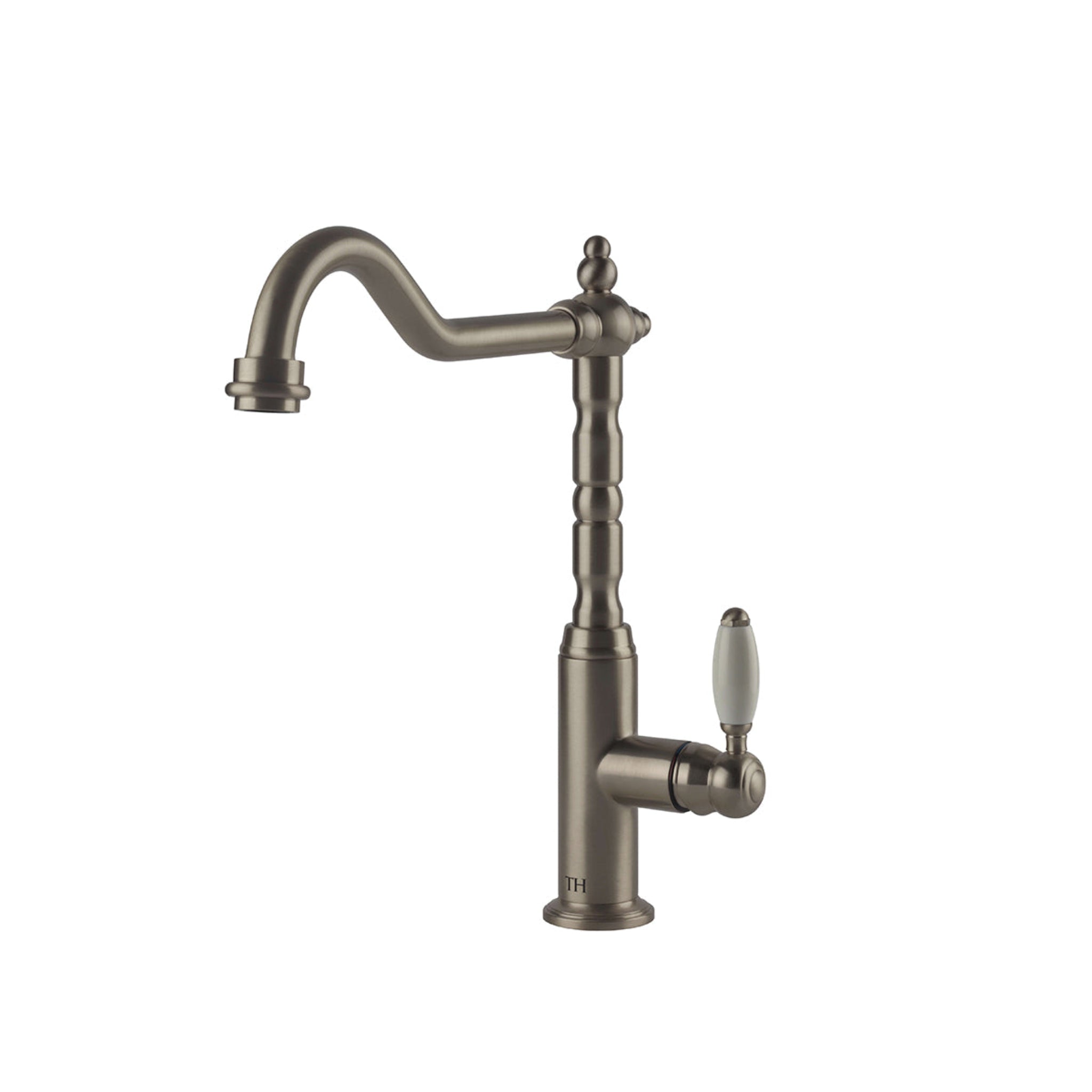 TURNER HASTINGS PROVIDENCE SINGLE SINK MIXER 311MM BRUSHED NICKEL (CERAMIC HANDLE)