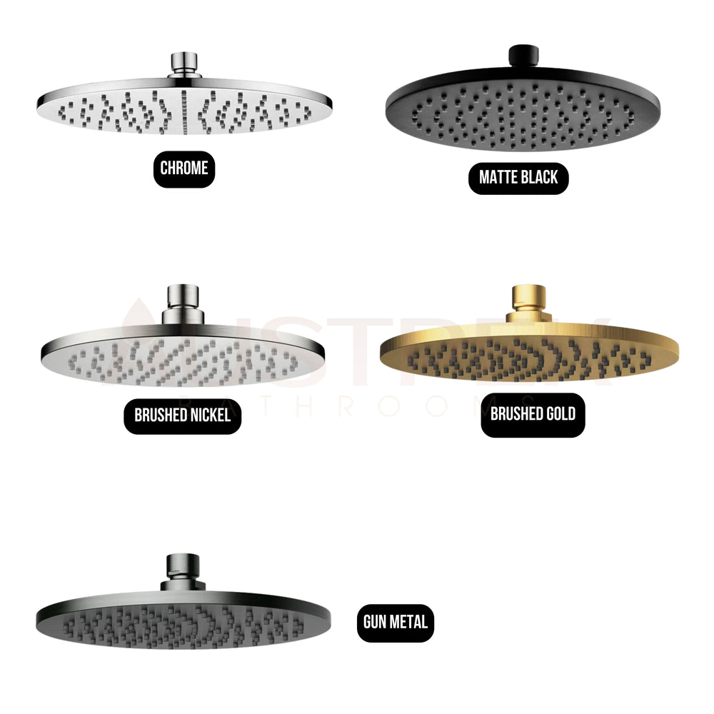 IKON CORA ROUND BRASS SHOWER HEAD 200MM BRUSHED NICKEL