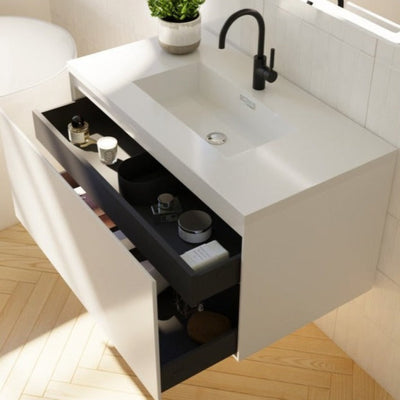 BELBAGNO PRADO GLOSS WHITE 1200MM SINGLE BOWL WALL HUNG VANITY AND BASIN