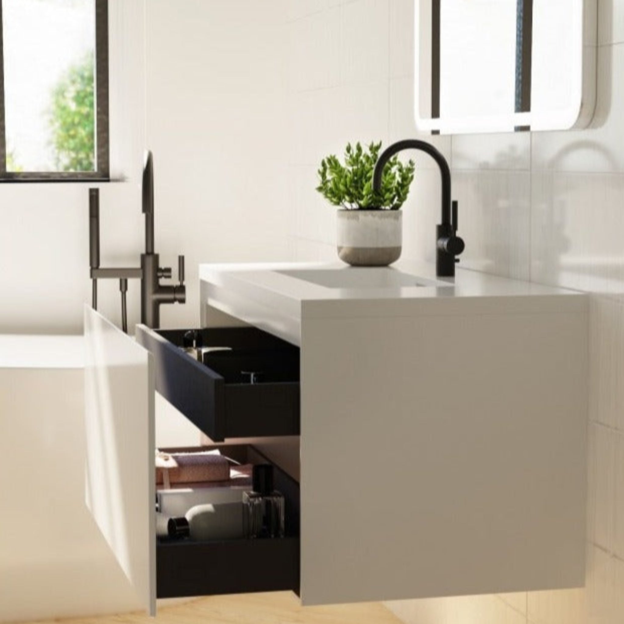BELBAGNO PRADO GLOSS WHITE 1200MM SINGLE BOWL WALL HUNG VANITY AND BASIN