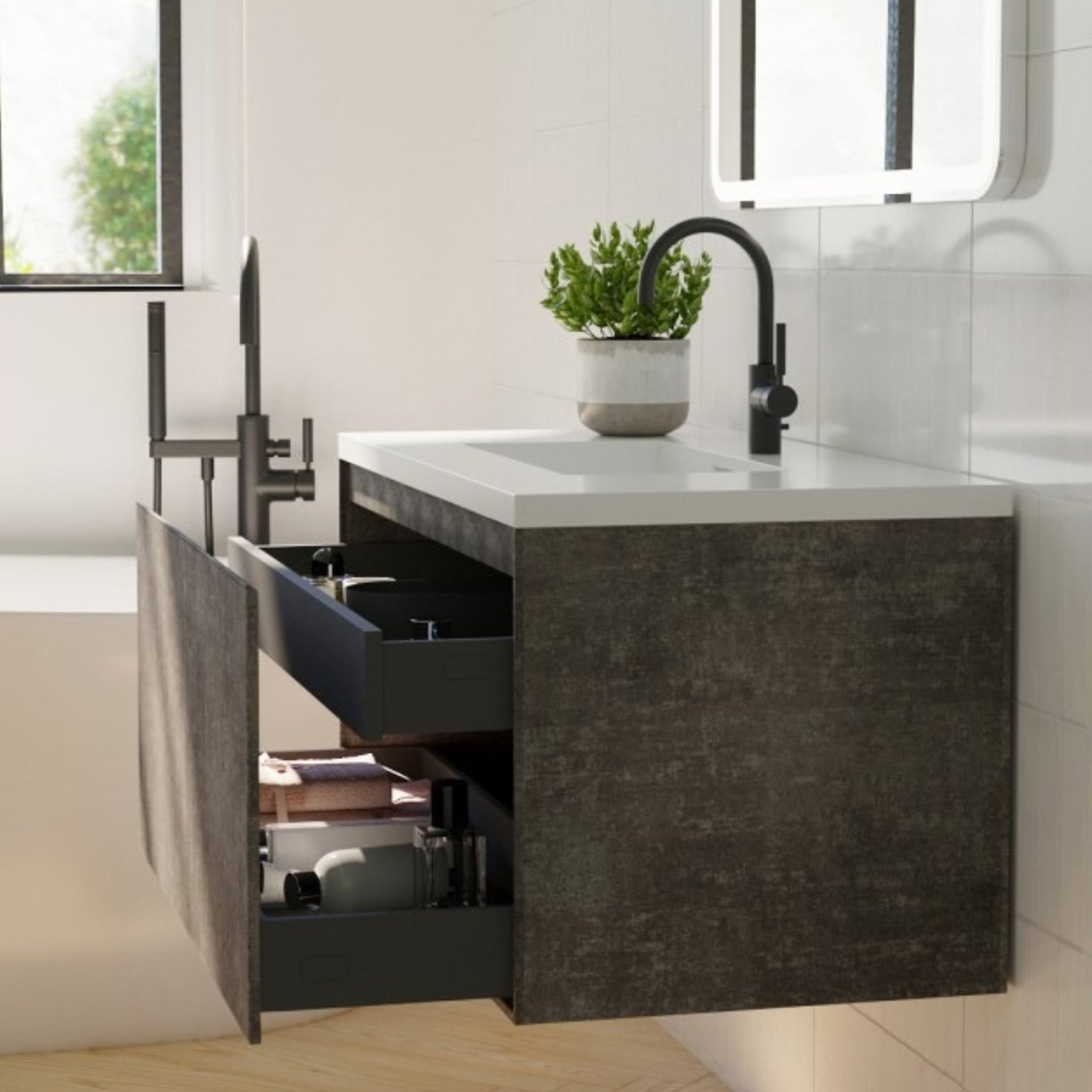 BELBAGNO PRADO MAPLE OAK 1200MM SINGLE BOWL WALL HUNG VANITY AND BASIN