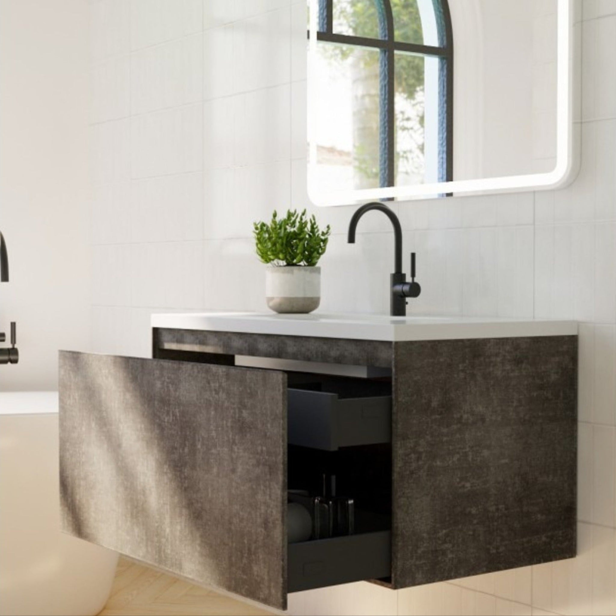 BELBAGNO PRADO MAPLE OAK 1200MM SINGLE BOWL WALL HUNG VANITY AND BASIN