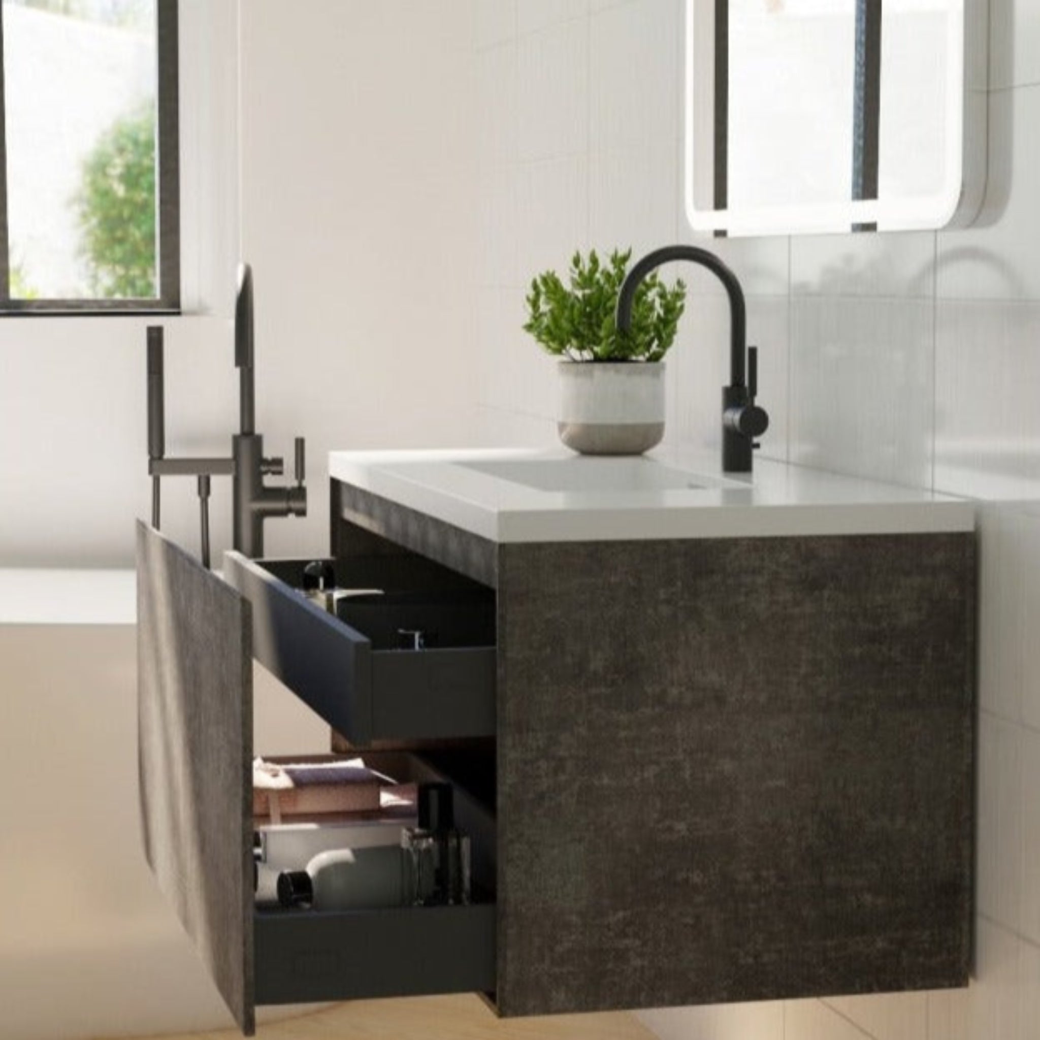 BELBAGNO PRADO MAPLE OAK 750MM SINGLE BOWL WALL HUNG VANITY AND BASIN