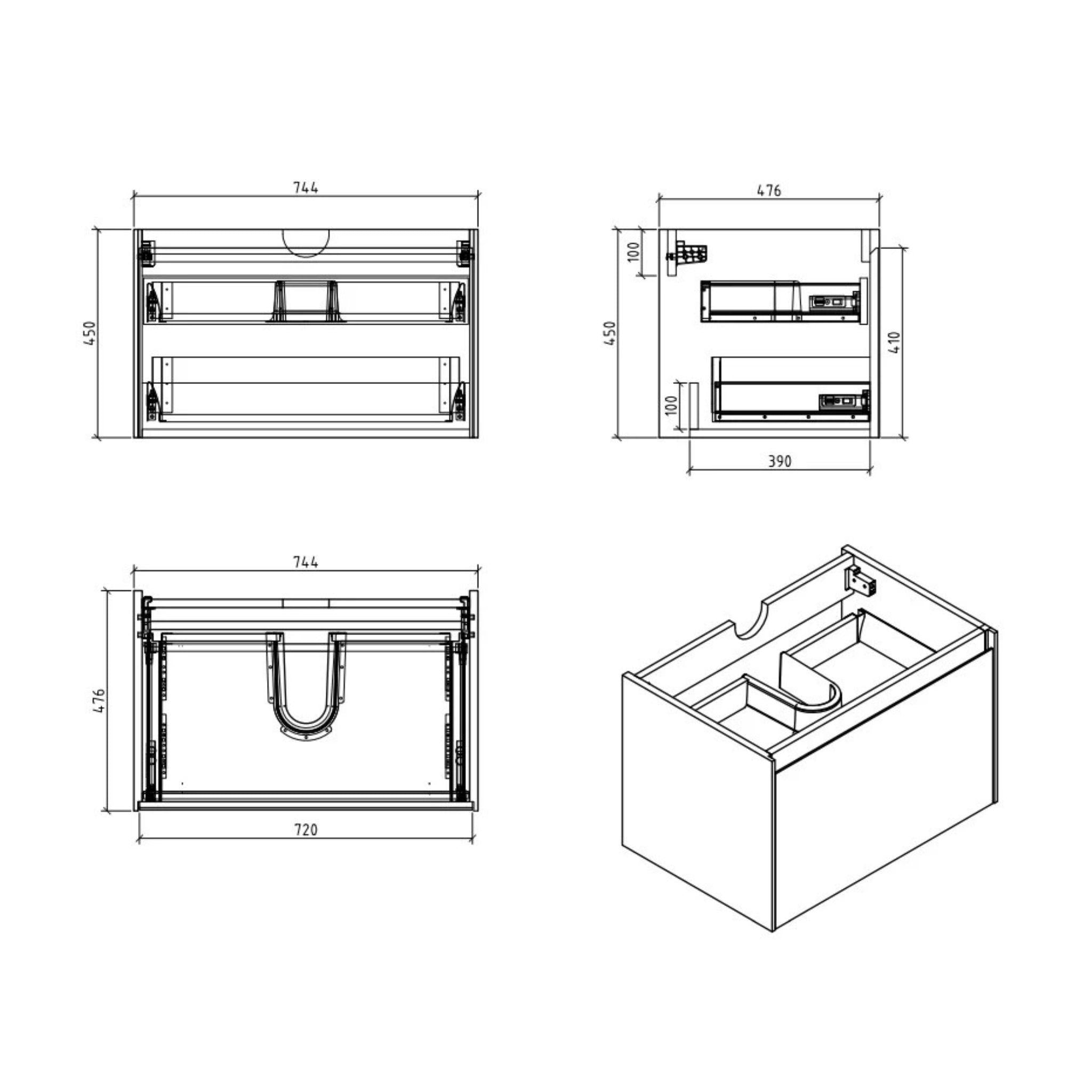 BELBAGNO PRADO MAPLE OAK 750MM SINGLE BOWL WALL HUNG VANITY AND BASIN