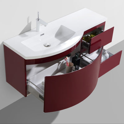 BELBAGNO PROSPERO BURGUNDY 1200MM SINGLE BOWL WALL HUNG VANITY AND BASIN