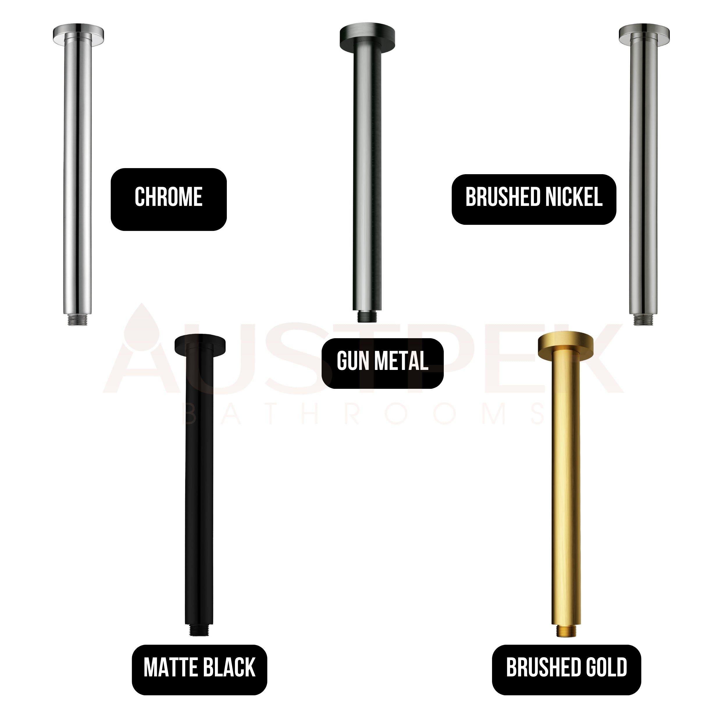 IKON ROUND VERTICAL SHOWER ARM 312MM GUN METAL