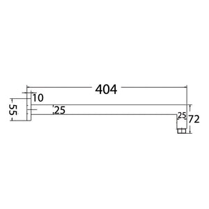 IKON HORIZONTAL SHOWER ARM 400MM BRUSHED GOLD