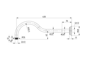 IKON CLASICO SHOWER ARM 400MM CHROME