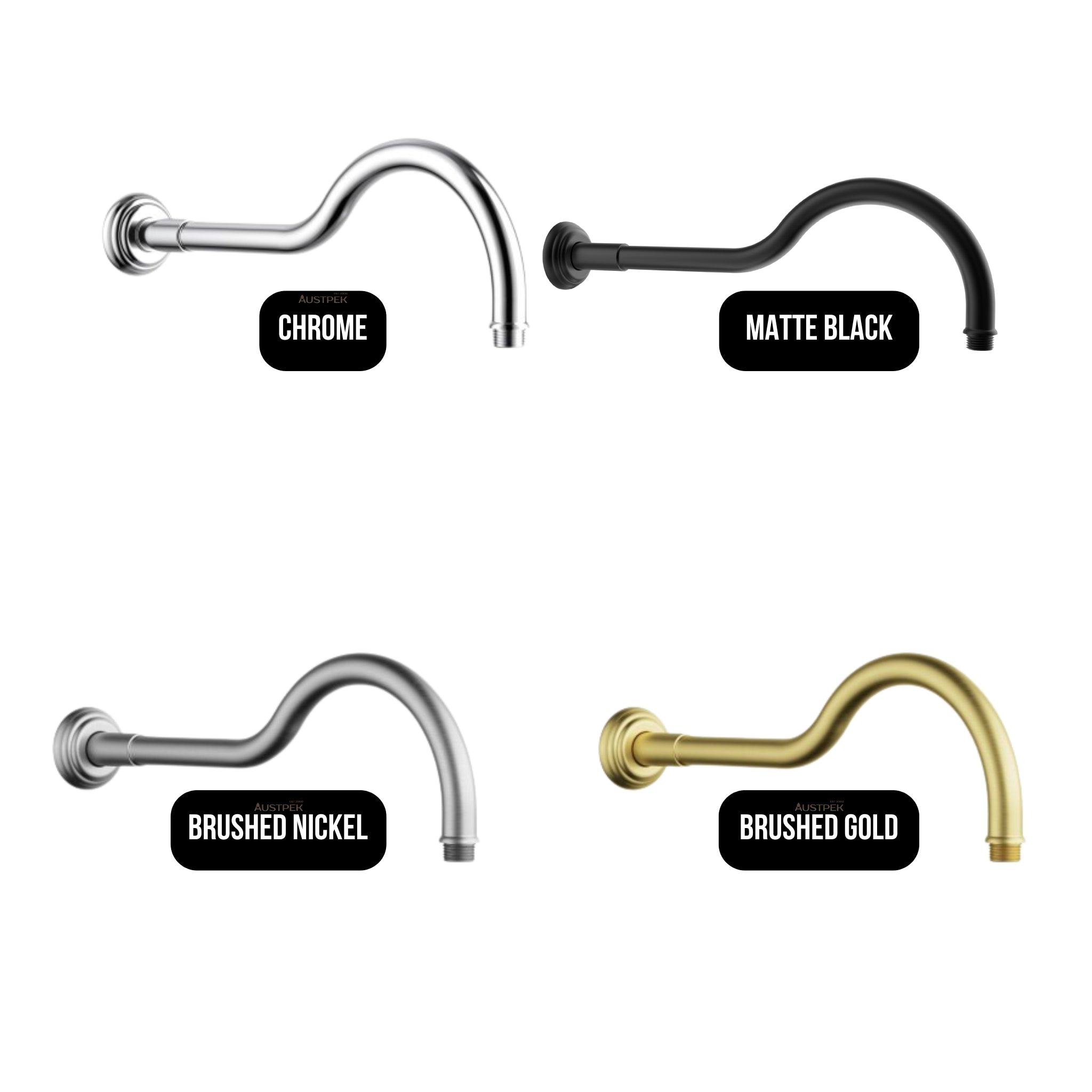 IKON CLASICO SHOWER ARM 400MM BRUSHED GOLD