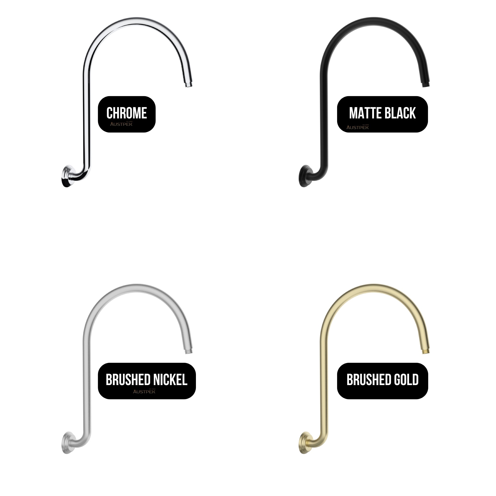 IKON CLASICO HIGH RISE SHOWER ARM 460MM MATTE BLACK