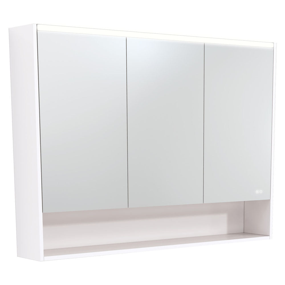 FIENZA GLOSS WHITE LED MIRROR CABINET WITH DISPLAY SHELF 1200X850MM