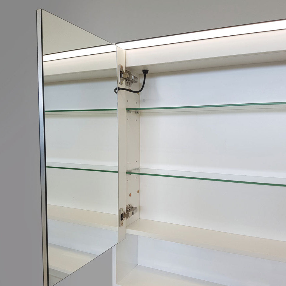 FIENZA GLOSS WHITE LED MIRROR CABINET WITH DISPLAY SHELF 1200X850MM