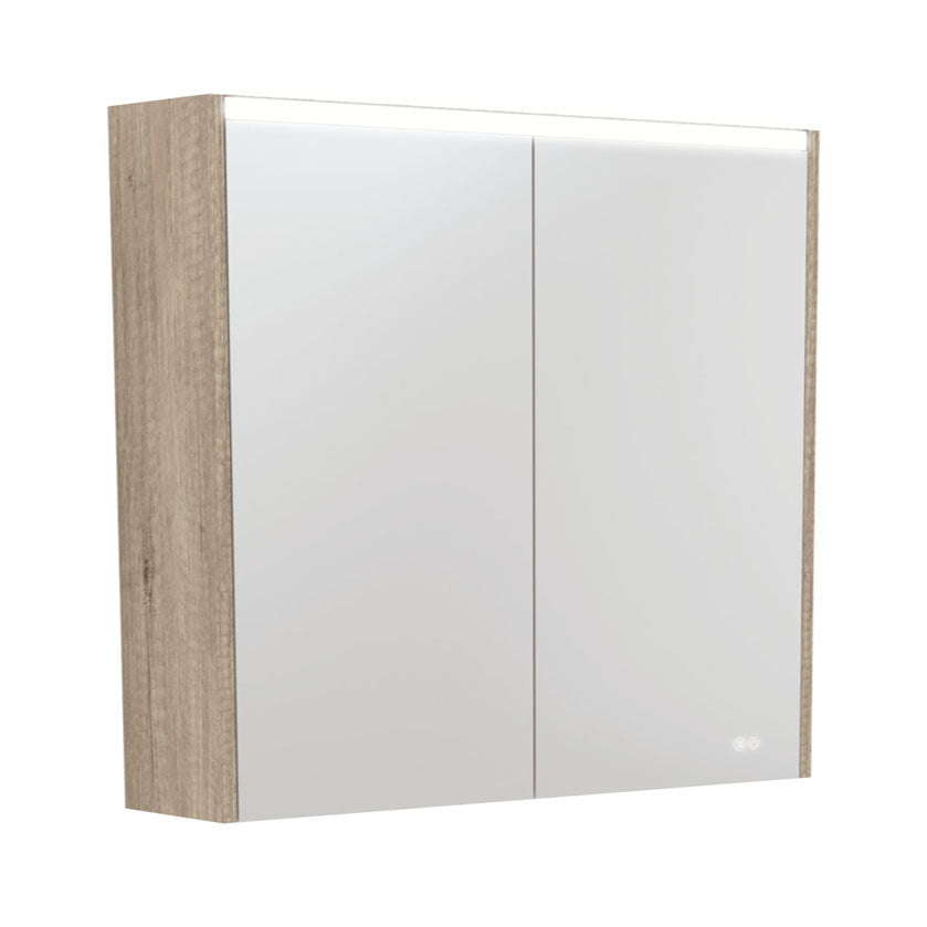 FIENZA SCANDI OAK LED MIRROR SHAVING CABINET WITH SIDE PANELS 750X670MM