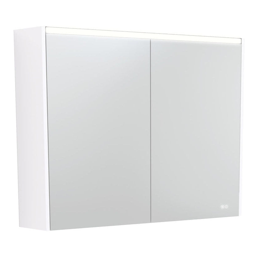 FIENZA GLOSS WHITE LED MIRROR SHAVING CABINET WITH SIDE PANELS 900X670MM