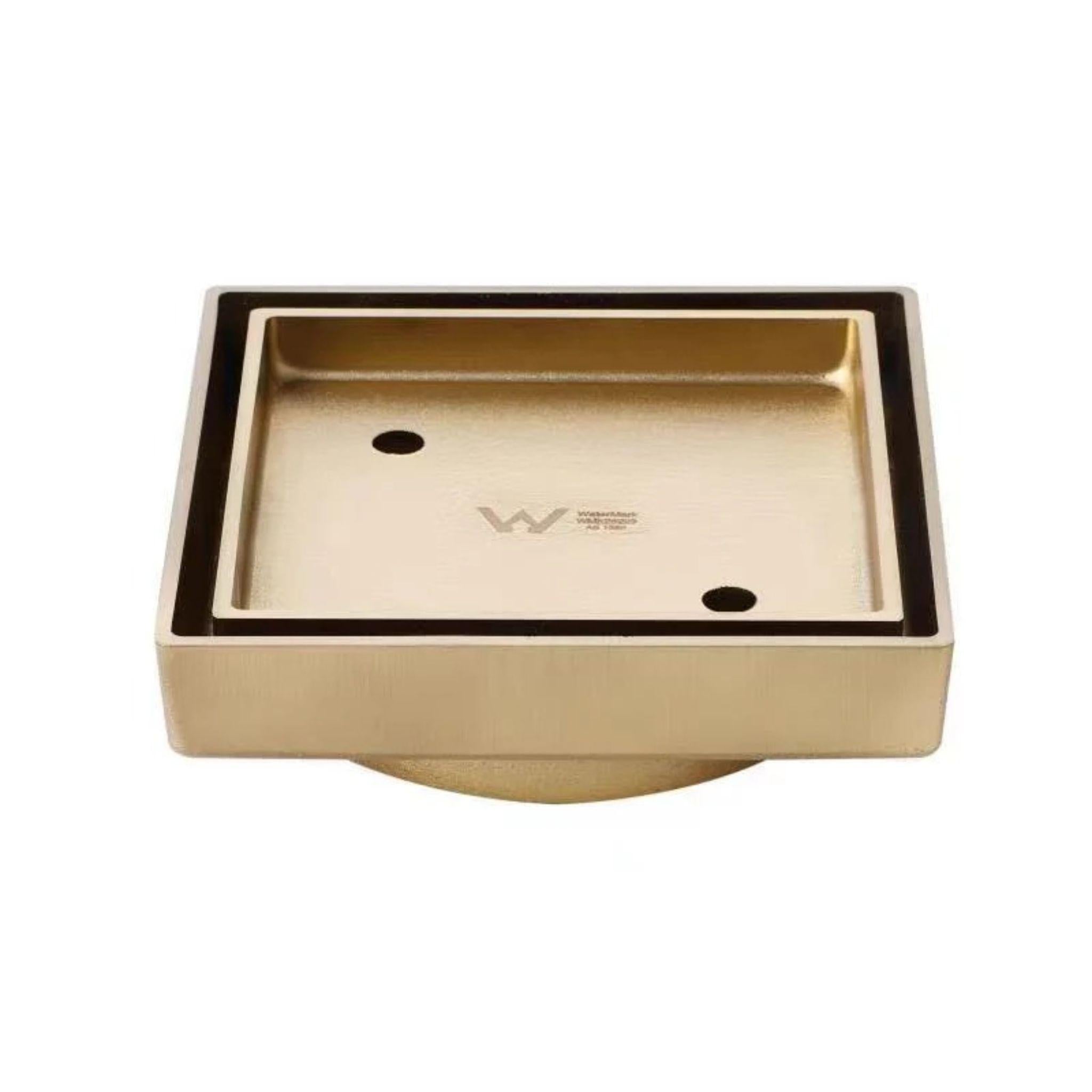 POSEIDON BRASS SMART TILE INSERT FLOOR WASTE BRUSHED GOLD 115MM