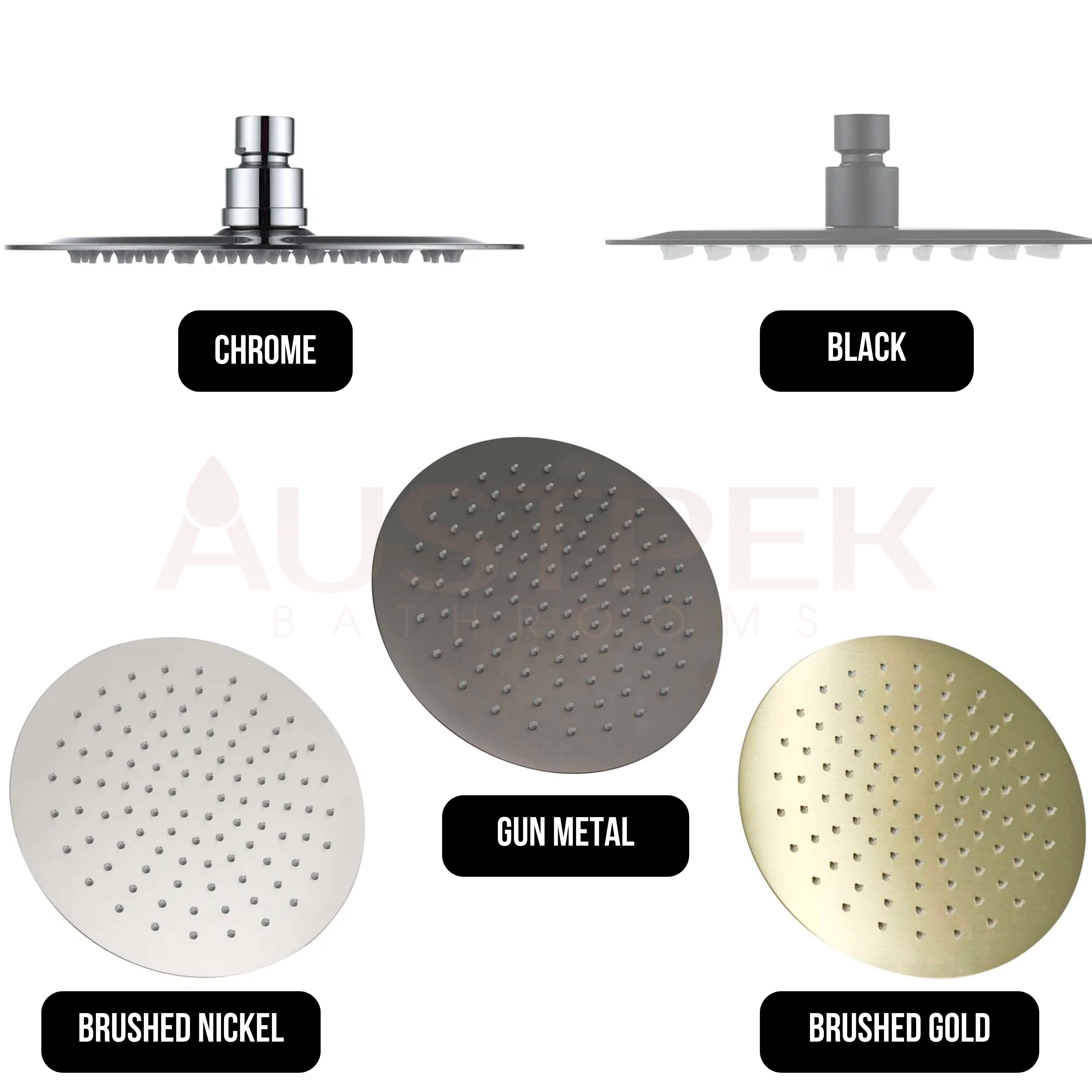 INSPIRE PAVIA STAINLESS STEEL SHOWER HEAD ROUND 250MM BRUSHED NICKEL