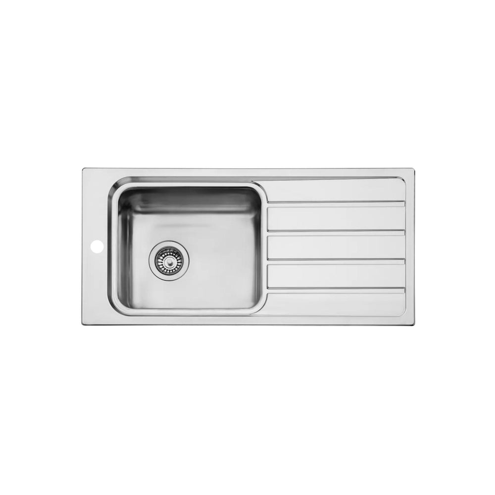 OLIVERI PURO SINGLE BOWL TOPMOUNT CARE SINK WITH DRAINER STAINLESS STEEL 900MM