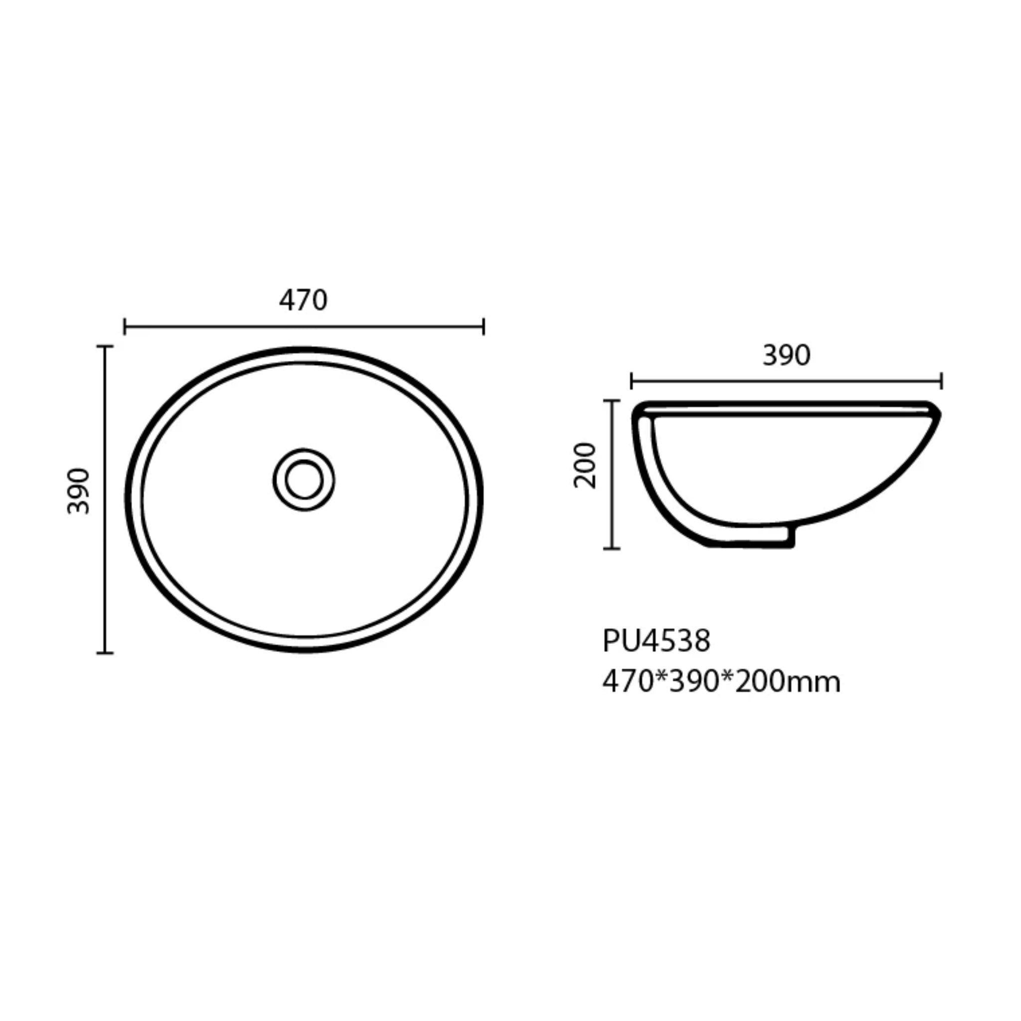 POSEIDON UNDER COUNTER BASIN GLOSS WHITE 460MM