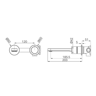 NERO PURE LEAD FREE PROGRESSIVE WALL BASIN / BATH MIXER SEPARATE BACK PLATE 203MM BRUSHED GOLD