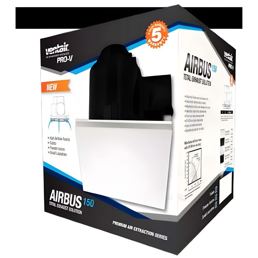 VENTAIR AIRBUS 150 SQUARE PREMIUM QUALITY SIDE DUCTED EXHAUST FAN WITH 10W LED PANEL WHITE