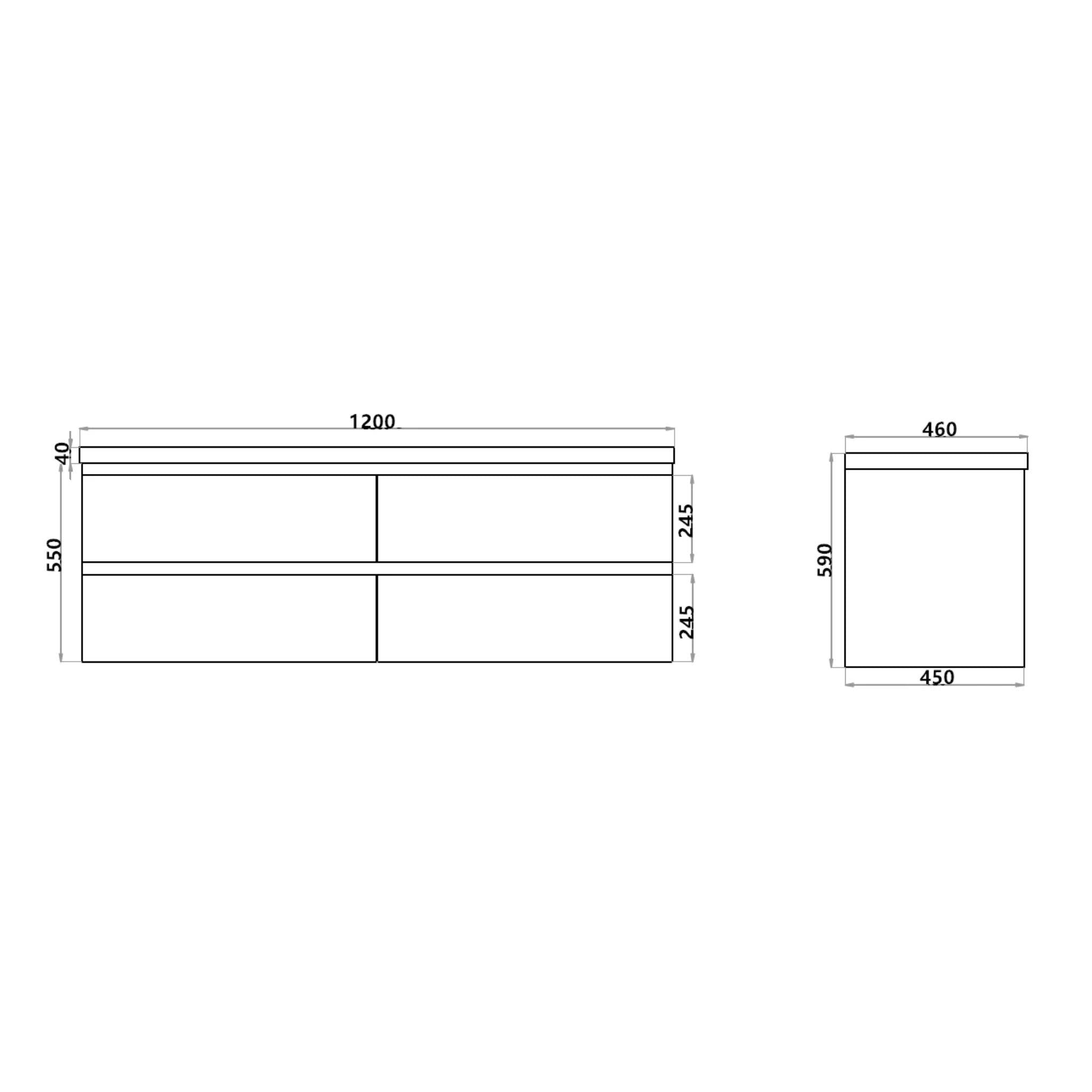 POSEIDON PW GLOSS WHITE 1200MM DOUBLE BOWL WALL HUNG VANITY