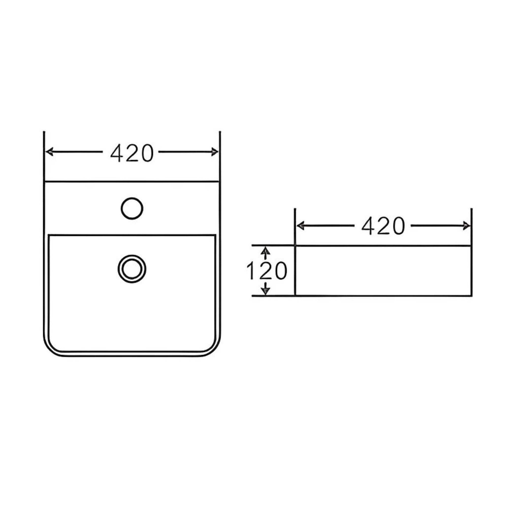 POSEIDON WALL HUNG / ABOVE COUNTER BASIN WITH OVERFLOW GLOSS WHITE 420MM