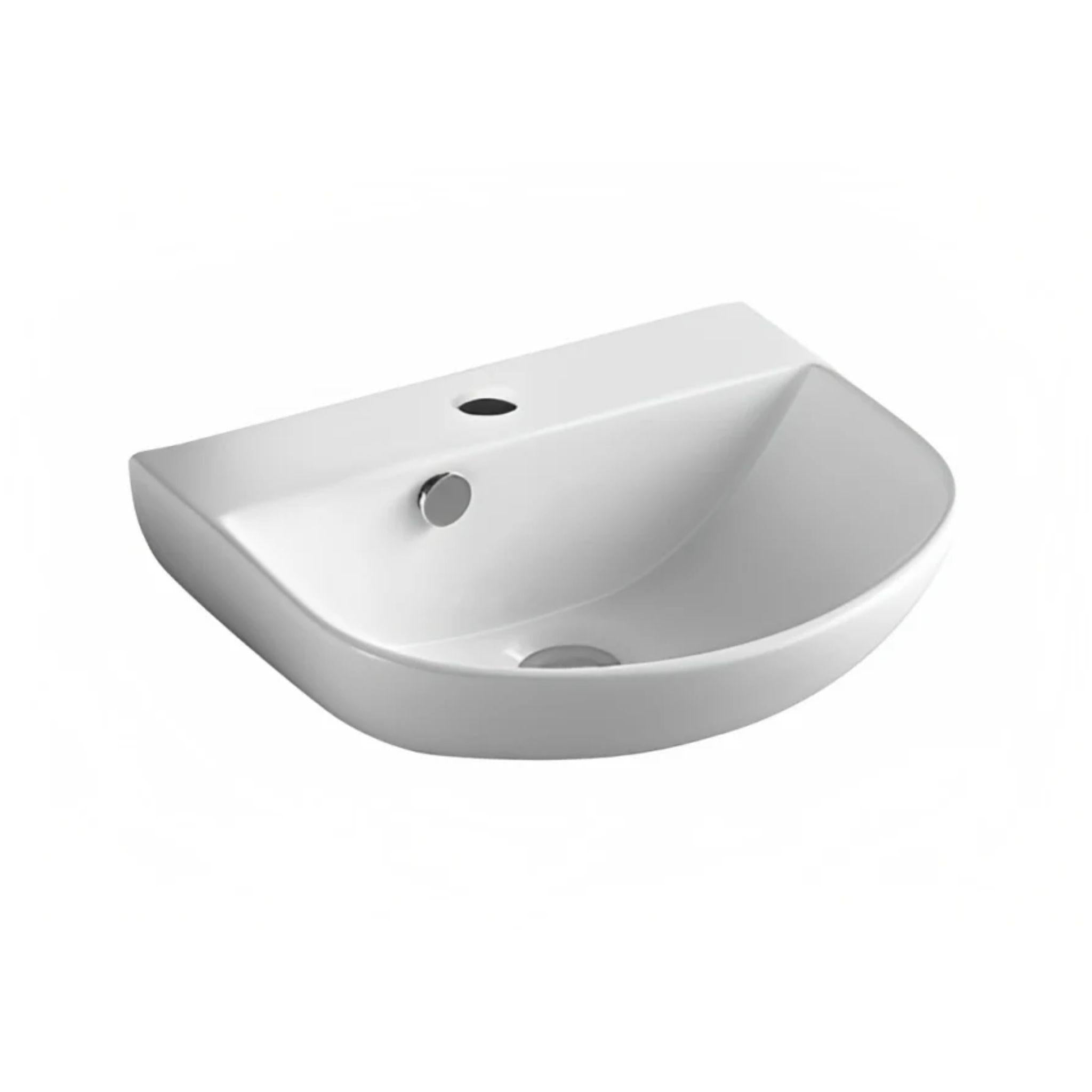 POSEIDON WALL HUNG BASIN GLOSS WHITE 440MM