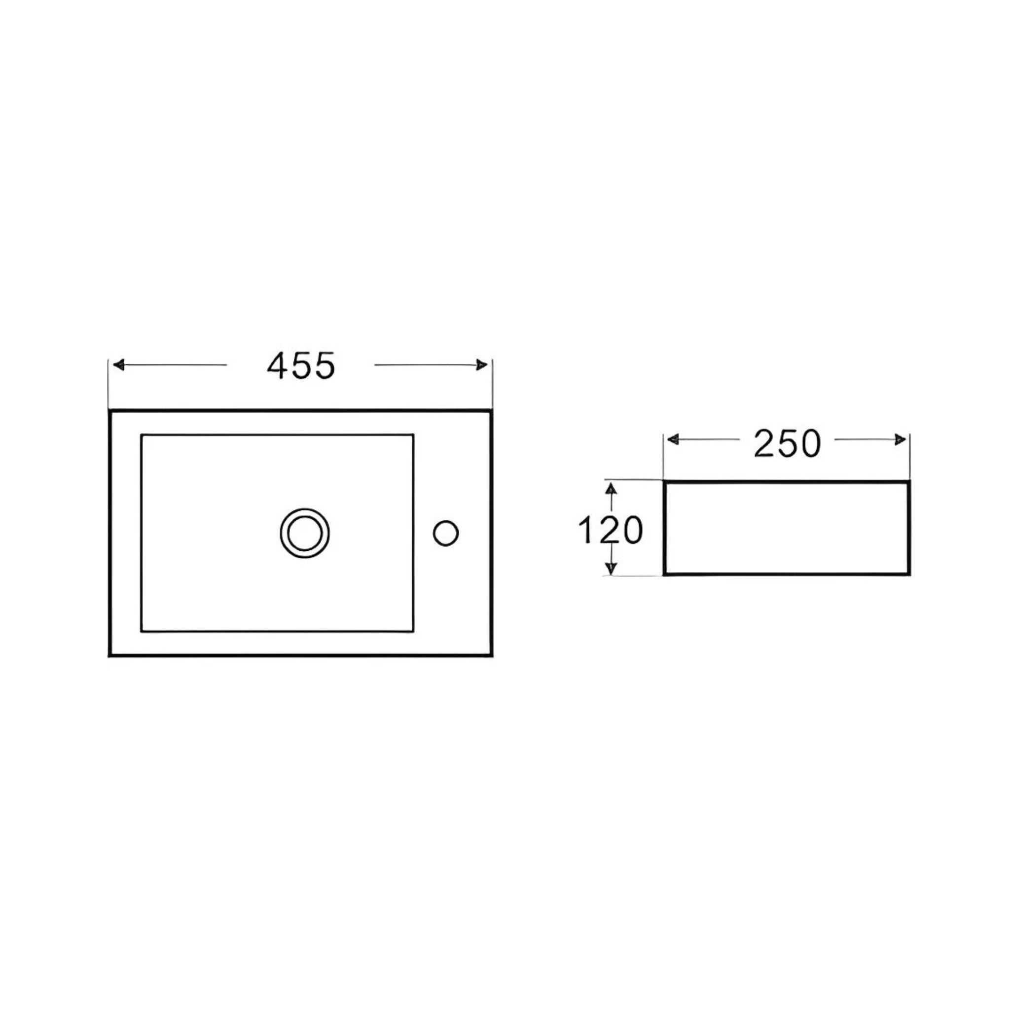 POSEIDON WALL HUNG BASIN GLOSS WHITE 455MM