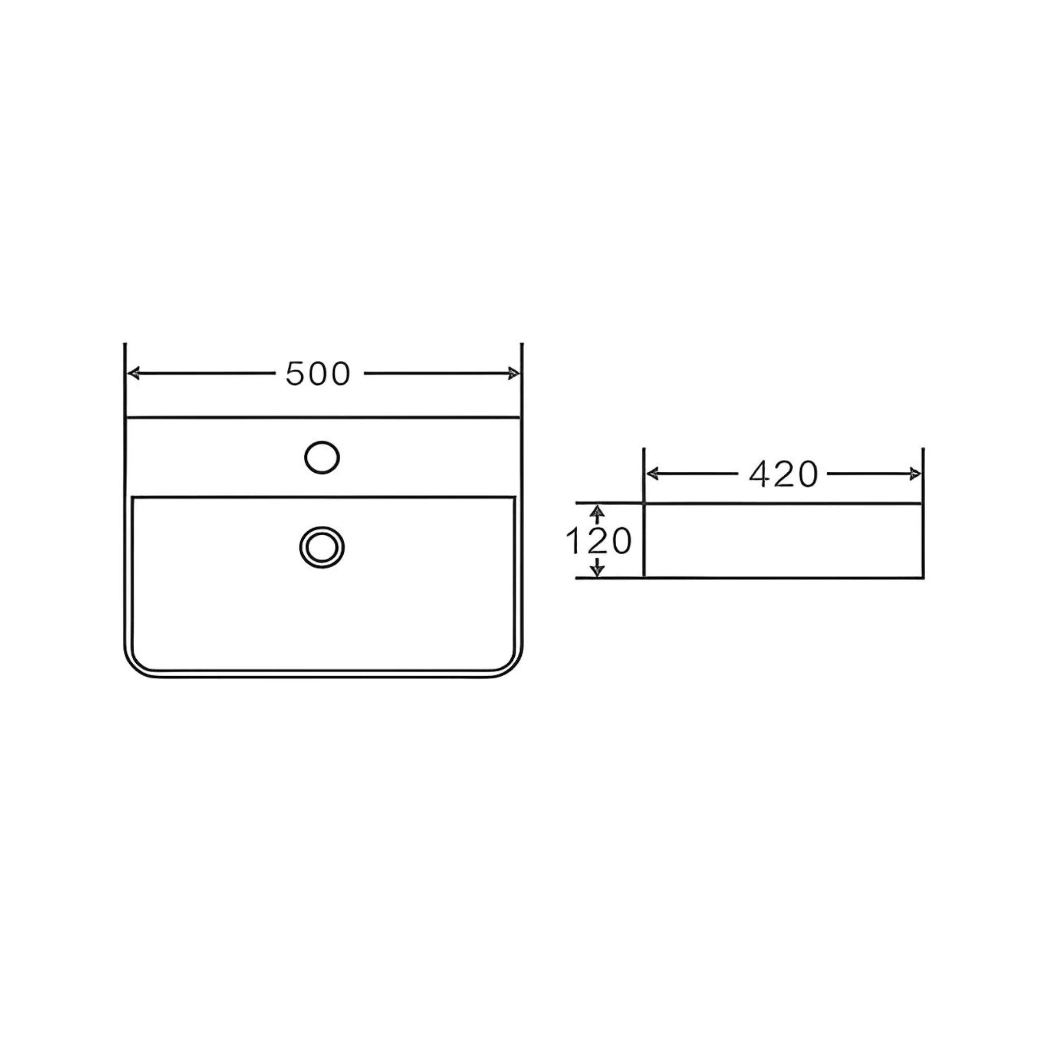 POSEIDON WALL HUNG / ABOVE COUNTER BASIN GLOSS WHITE 505MM