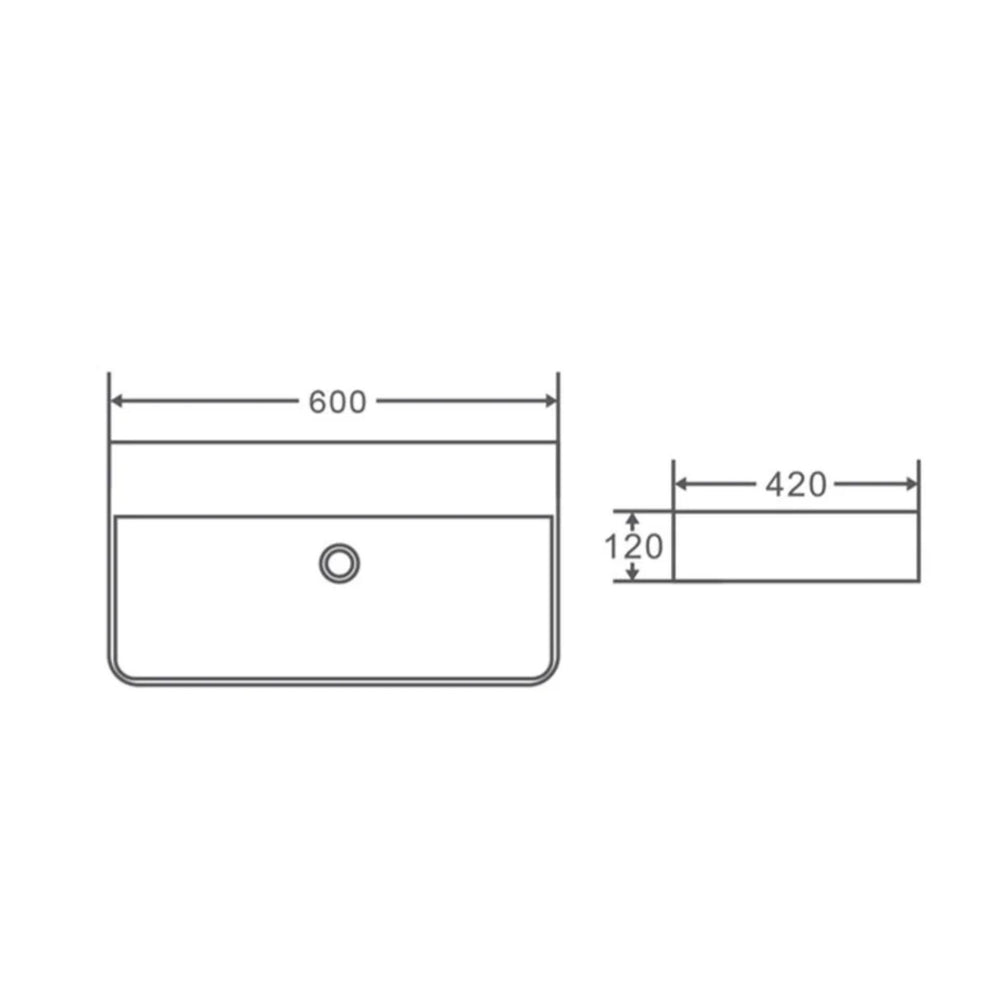 POSEIDON WALL HUNG / ABOVE COUNTER BASIN WITH OVERFLOW GLOSS WHITE 600MM